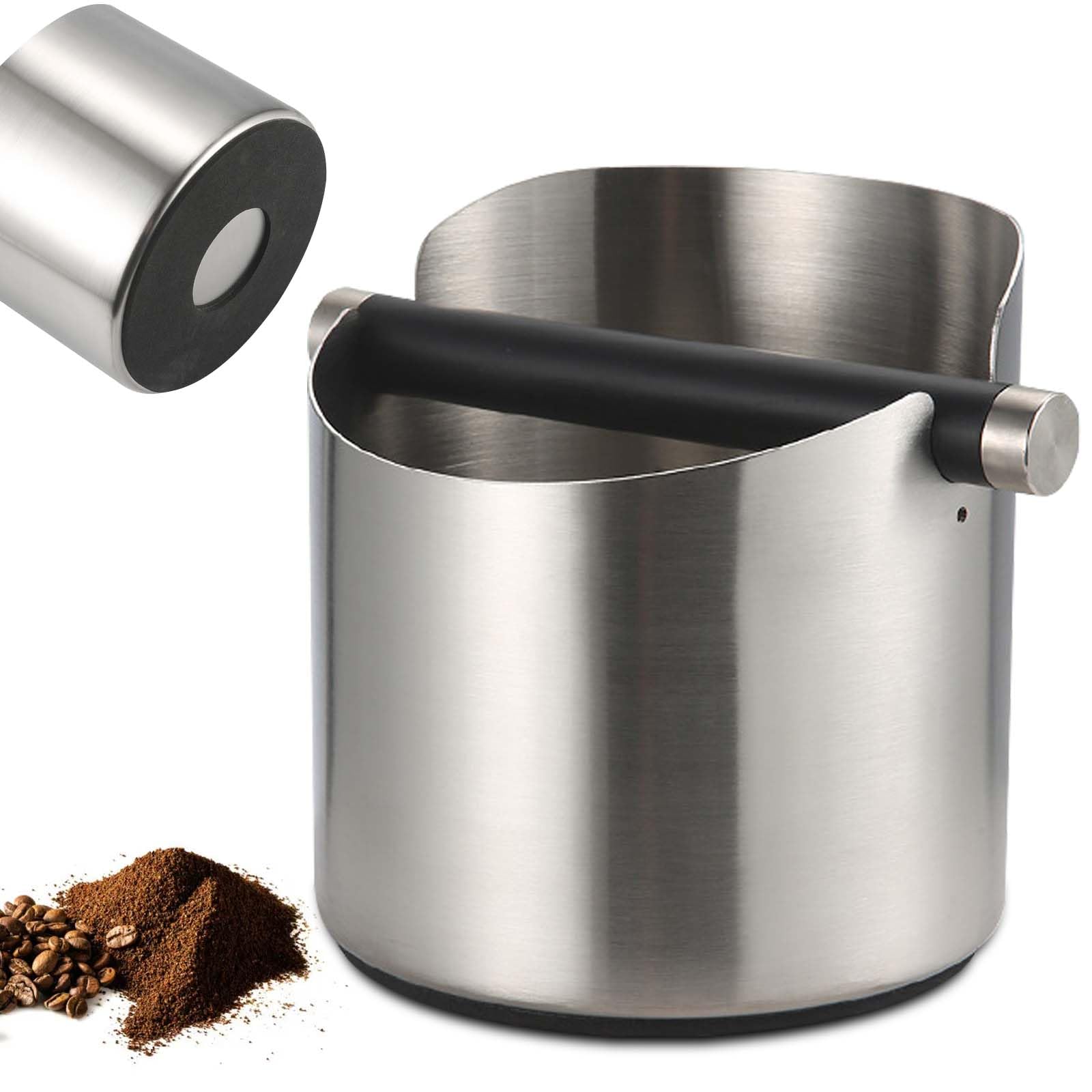 Depósito de 0,6 L para portafiltros, bandeja de acero inoxidable para cafetera expreso