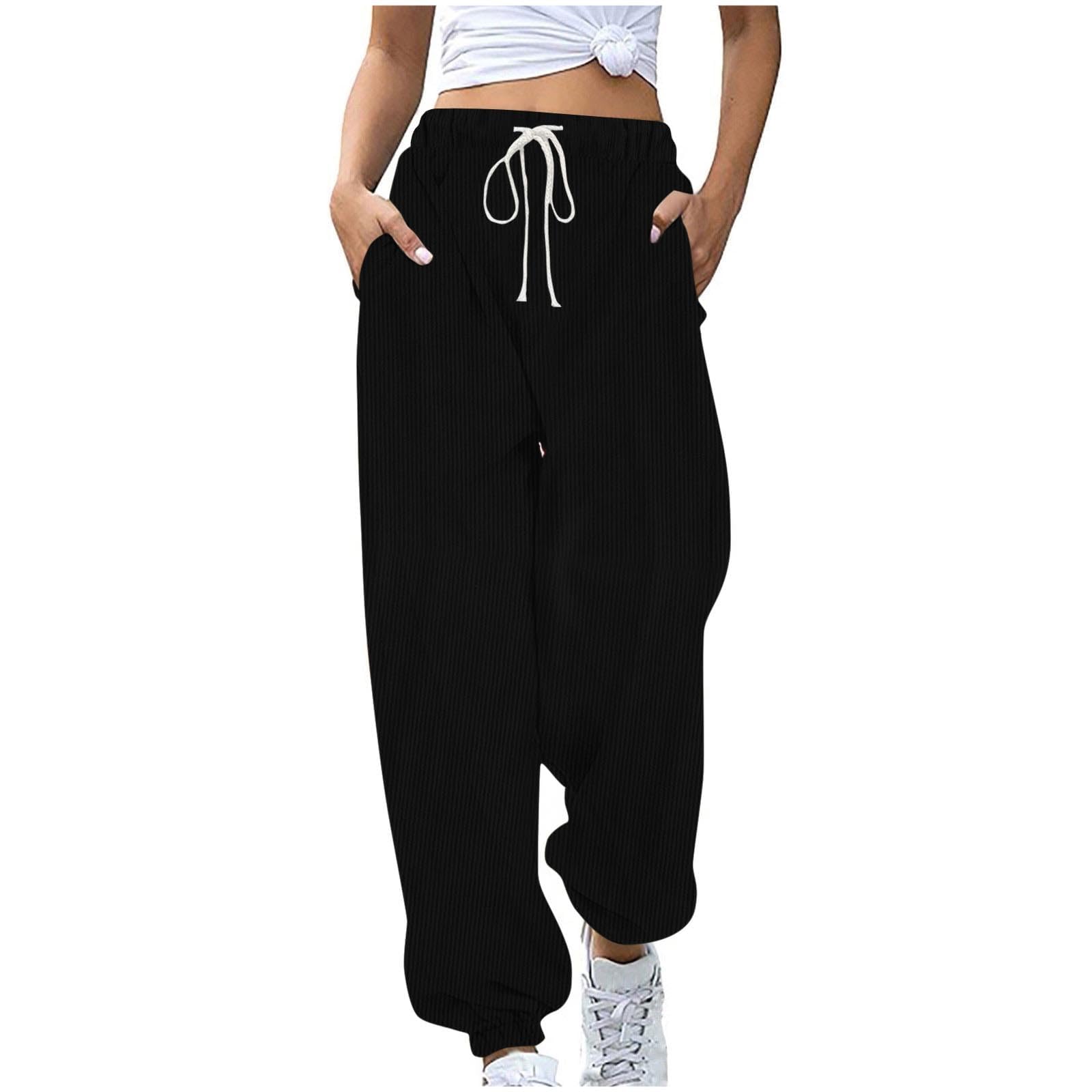 Generisch Damskie spodnie do joggingu, jednokolorowe, wygodne, sztruksowe, eleganckie spodnie ze sznurkiem, spodnie sportowe, ze ściągaczem, luźne spodnie do biegania, sztruksowe spodnie damskie