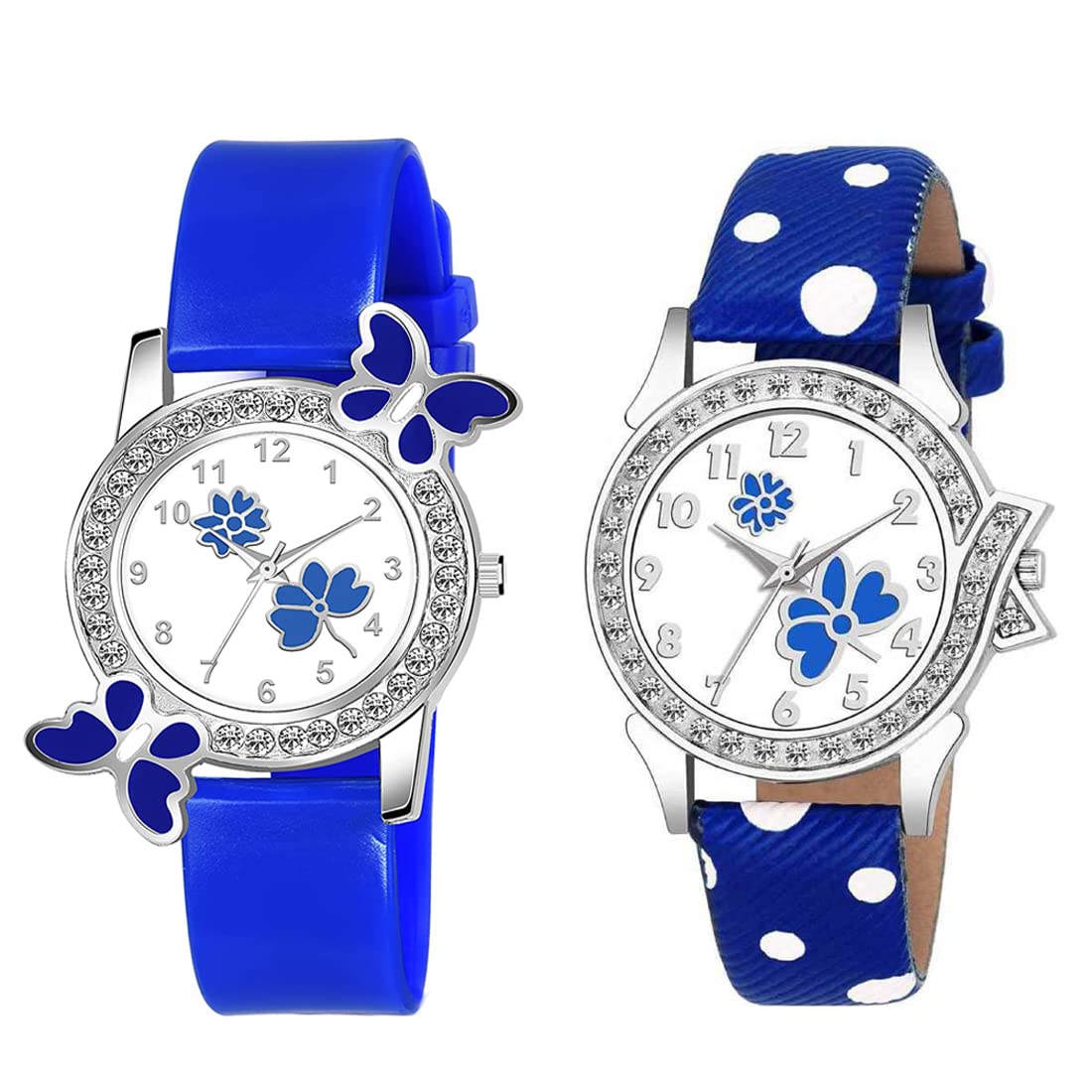 GOLDENIZE FASHION Stylish Analogue Pink Flower Dial Leather Rubber Belt Wrist Watch for Women & Girls Watches- (Pack of 2) (Blue) (B0BN89M15Z) Amazon Price History, Amazon Price Tracker