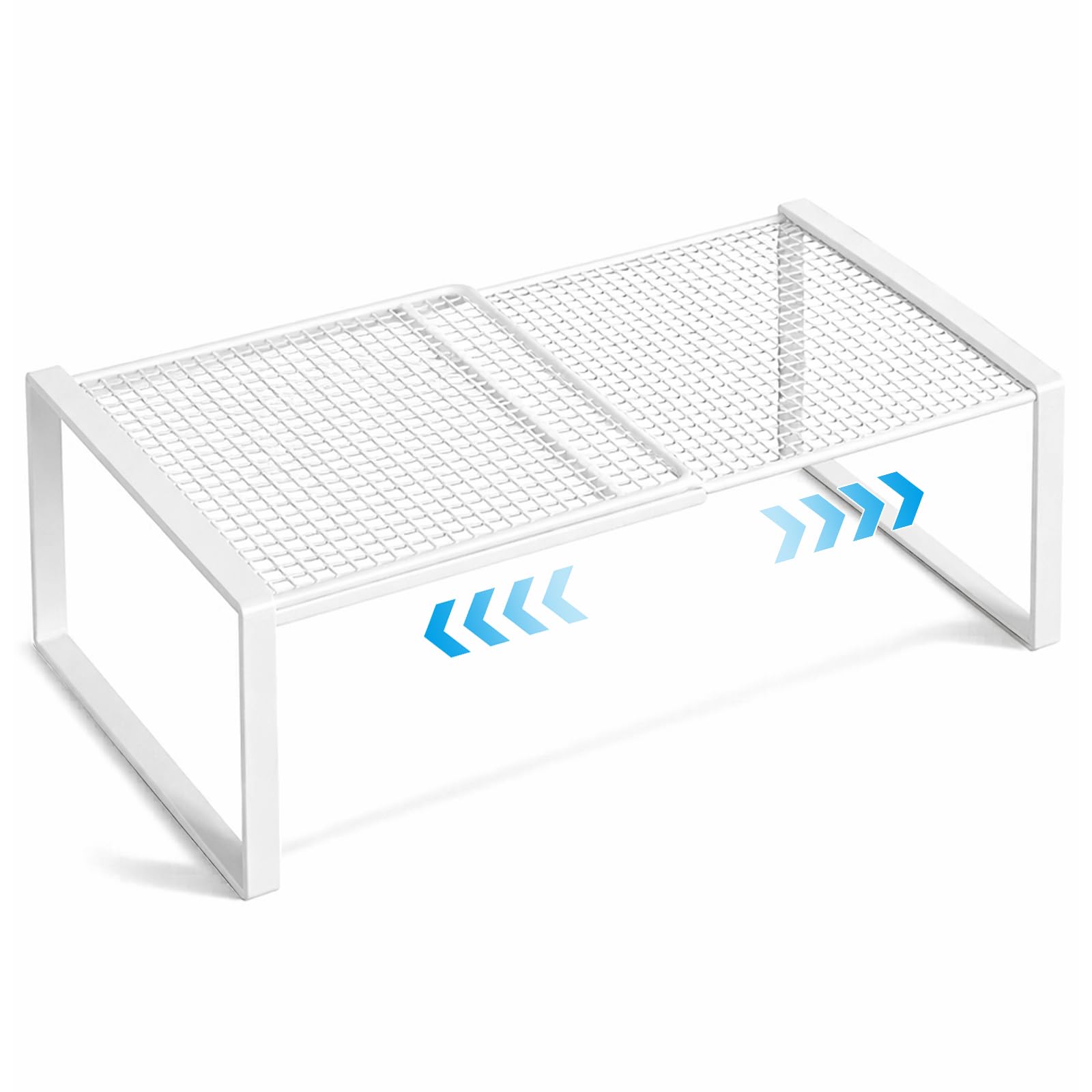 Verstellbare Regale für Schrank, Erweiterbares Einlegeböden Schrankregal, Einlegeböden für Schränke, Kleiderschrank, Schrank, Küche, Badezimmer, 27cm Weit, 31 cm groß, Verstellbare Länge 27-38cm(Weiß)