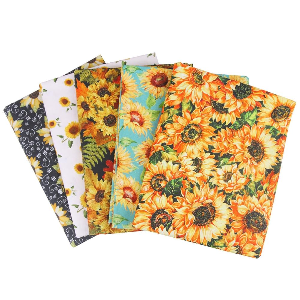 Tissu de tournesol en coton DIY fait à la main groupe de petites fleurs tissu petit tissu tête coton tissu pour Thanksgiving, matelassage, scrapbooking, patchwork