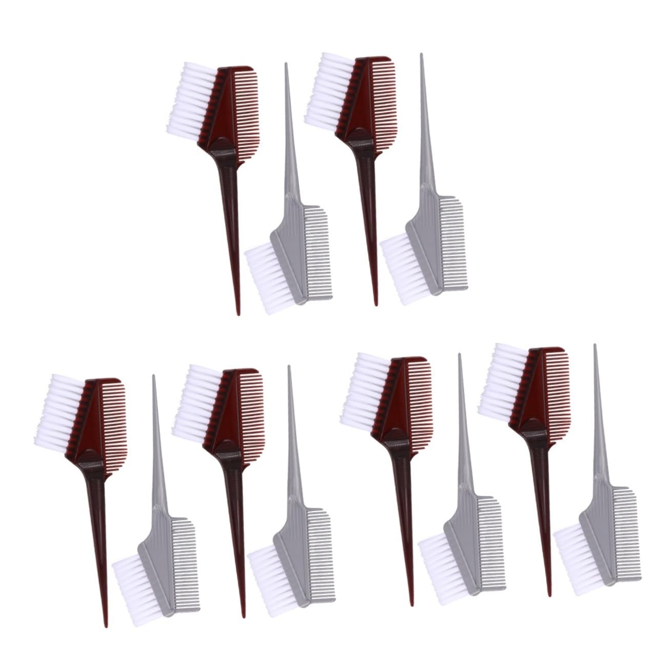 Hair Dye Bowls ，Hair Mixing Bowl ，12pcs Coloring Brush Double-sided Applicator Comb Slip Handle for Salon Use Brown