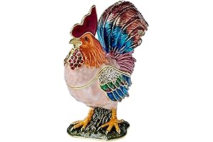 Exquisite Golden Crystal Enameled Chicken Trinket Box