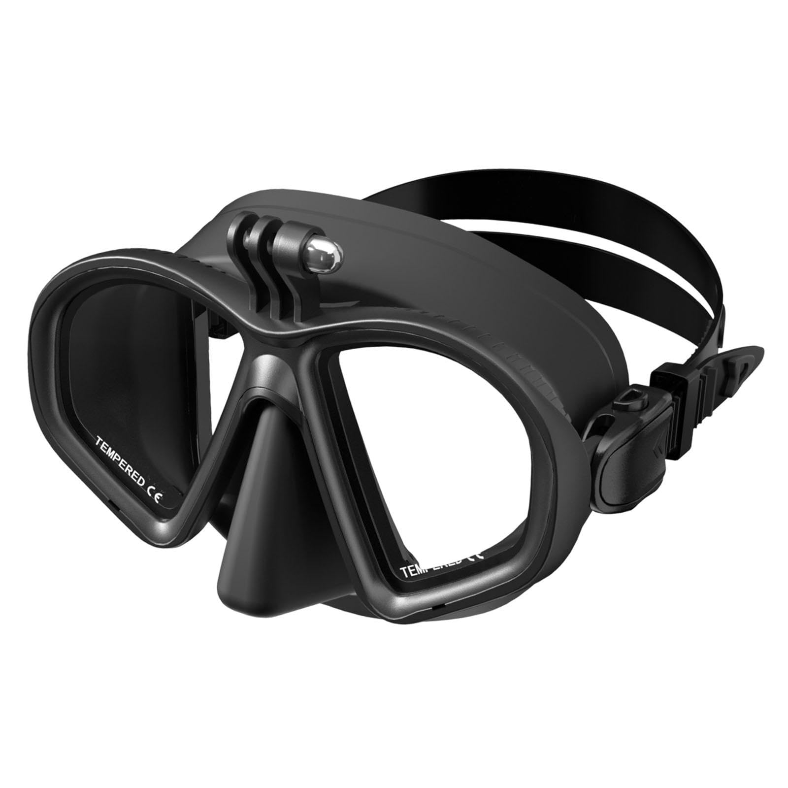 Gafas de Buceo Profesional Ligeras Antivaho de Silicona Vidrio Templado con Soporte para Cámara Deportiva Ajuste Cómodo Adecuadas para Deportes Acuáti