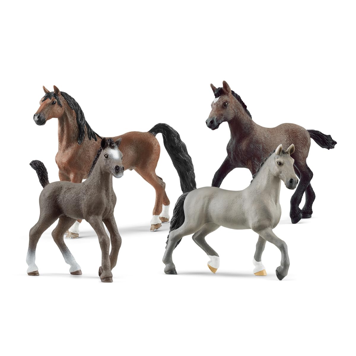 Schleich Horse Club - 4 PC Horse Toy Collector Playset - Detailed, Realistic Figurine Horses and Foals for Girls and Boys - Realistic Farm Animal