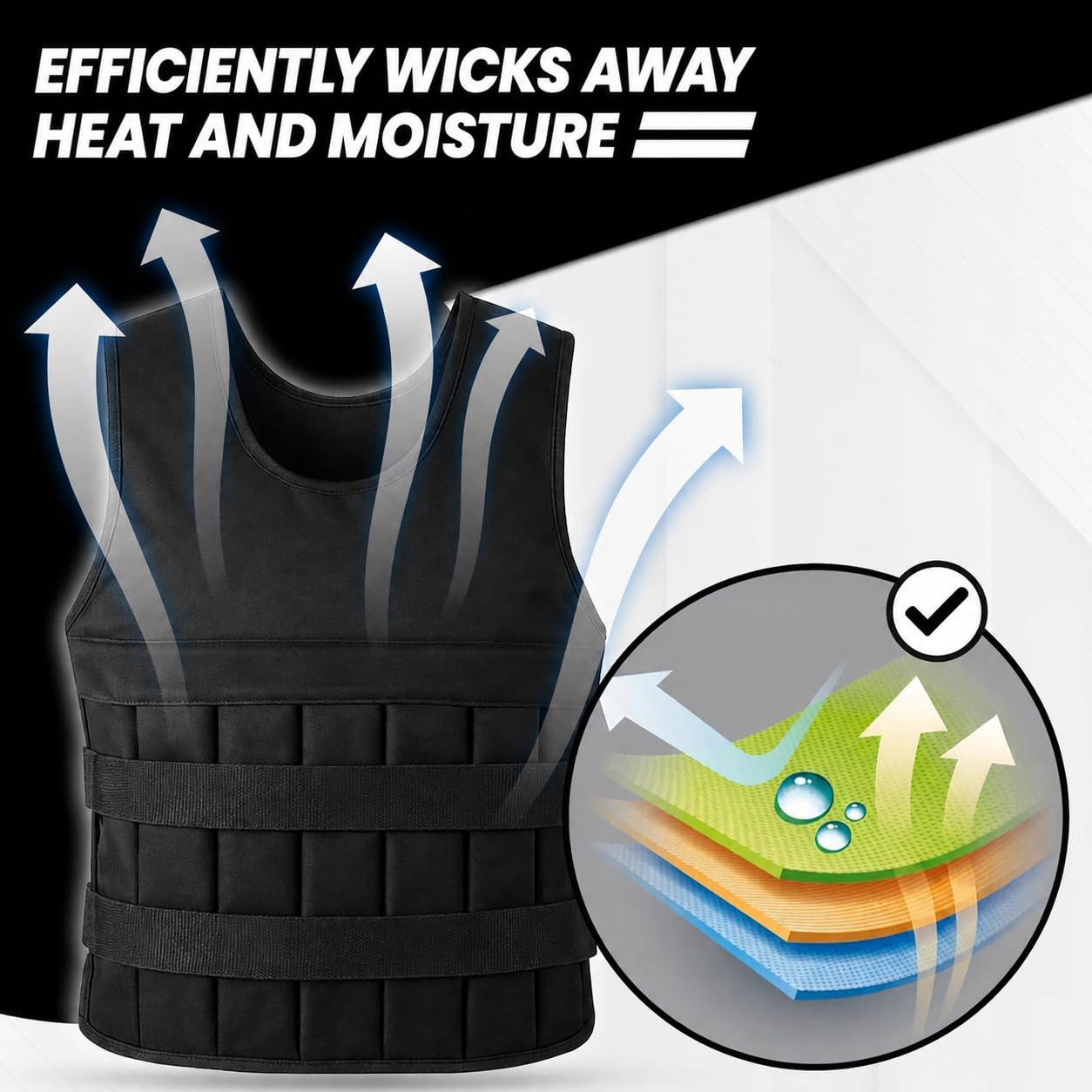 Gilet con pesi 10 kg, regolabile, pesi rimovibili, gilet da allenamento con pesi, crossfit, cardio, corsa, nero