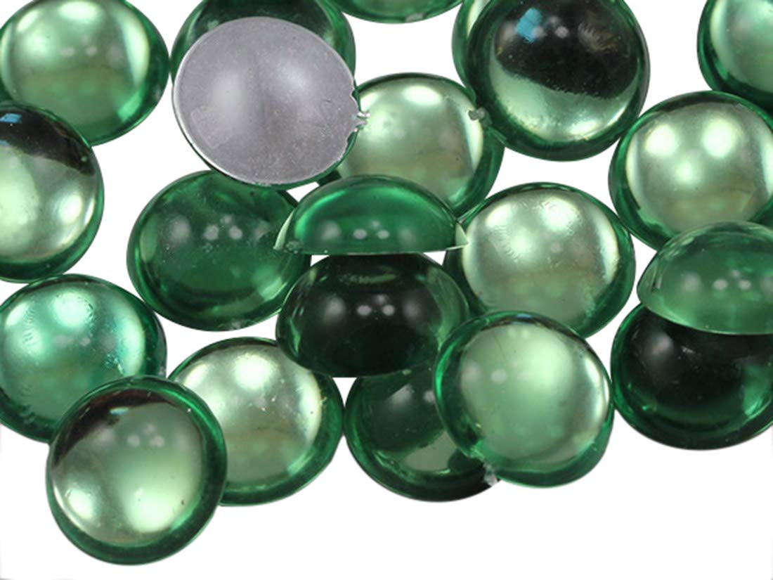 7mm Green Peridot .PD Flat Back Acrylic Round Cabochons Plastic Pearl Gems For Jewelry Making Costume Making Cosplay Jewels Embelishments