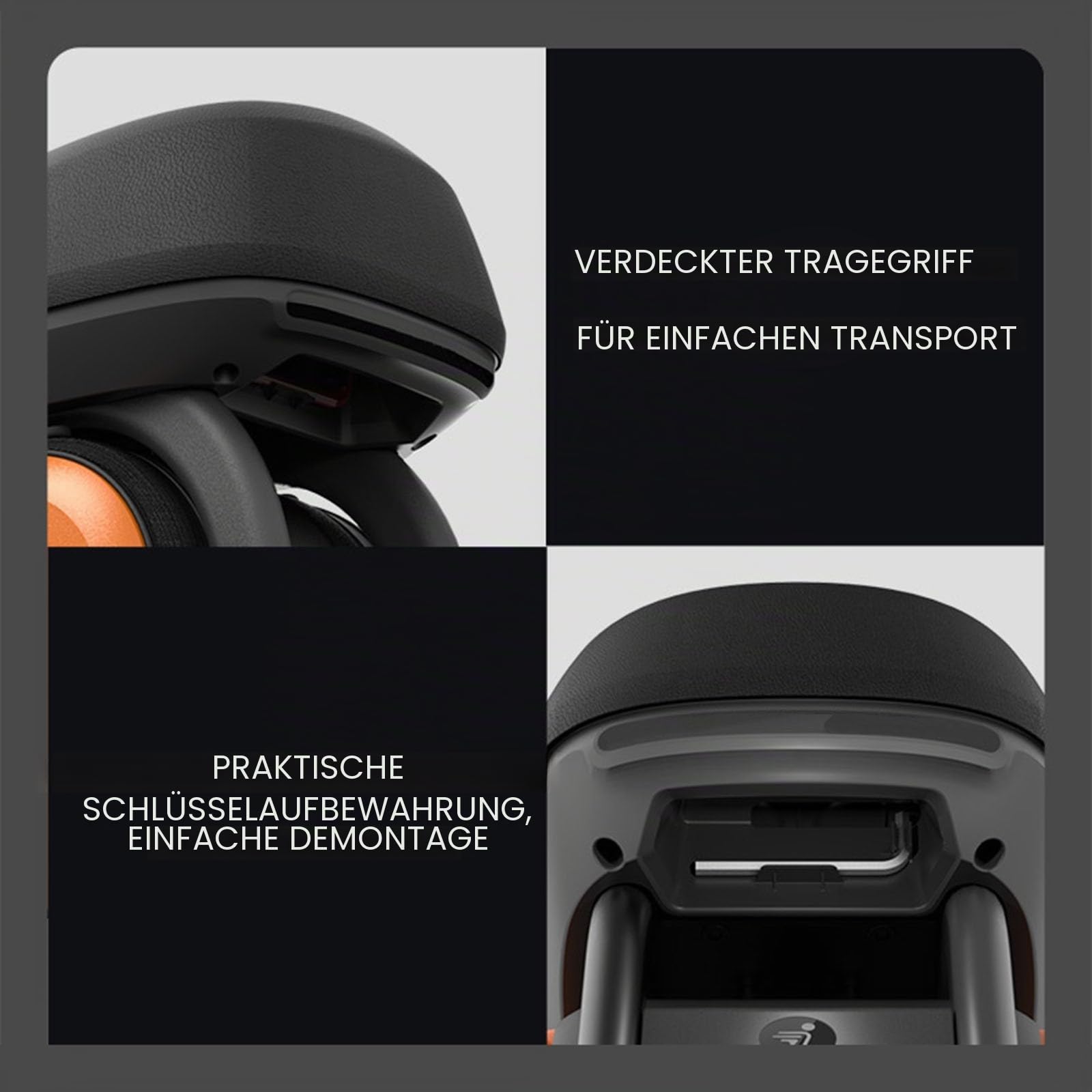 Multifunktionaler Scooter-Sitz, gepolstert mit verdicktem Stoßdämpfungsschaum, Sattel für Elektroroller mit 10-Liter-Aufbewahrungstasche für Segway Ninebot ZT3Pro(Grey)