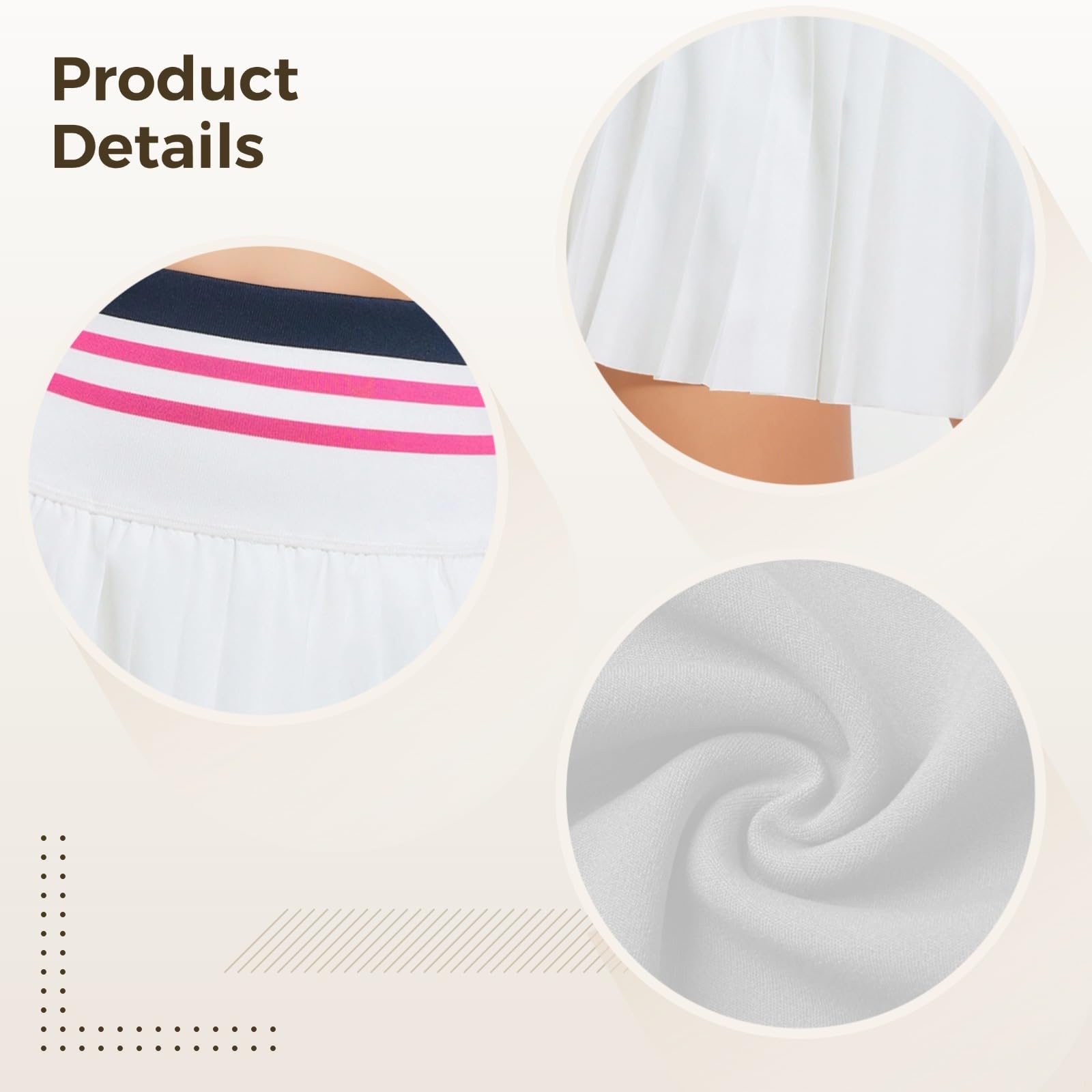 Gonna da tennis da donna a pieghe a vita alta con pantaloncini integrati, morbido nylon-spandex, elastico in vita per il comfort, ideale per abbigliamento attivo e golf