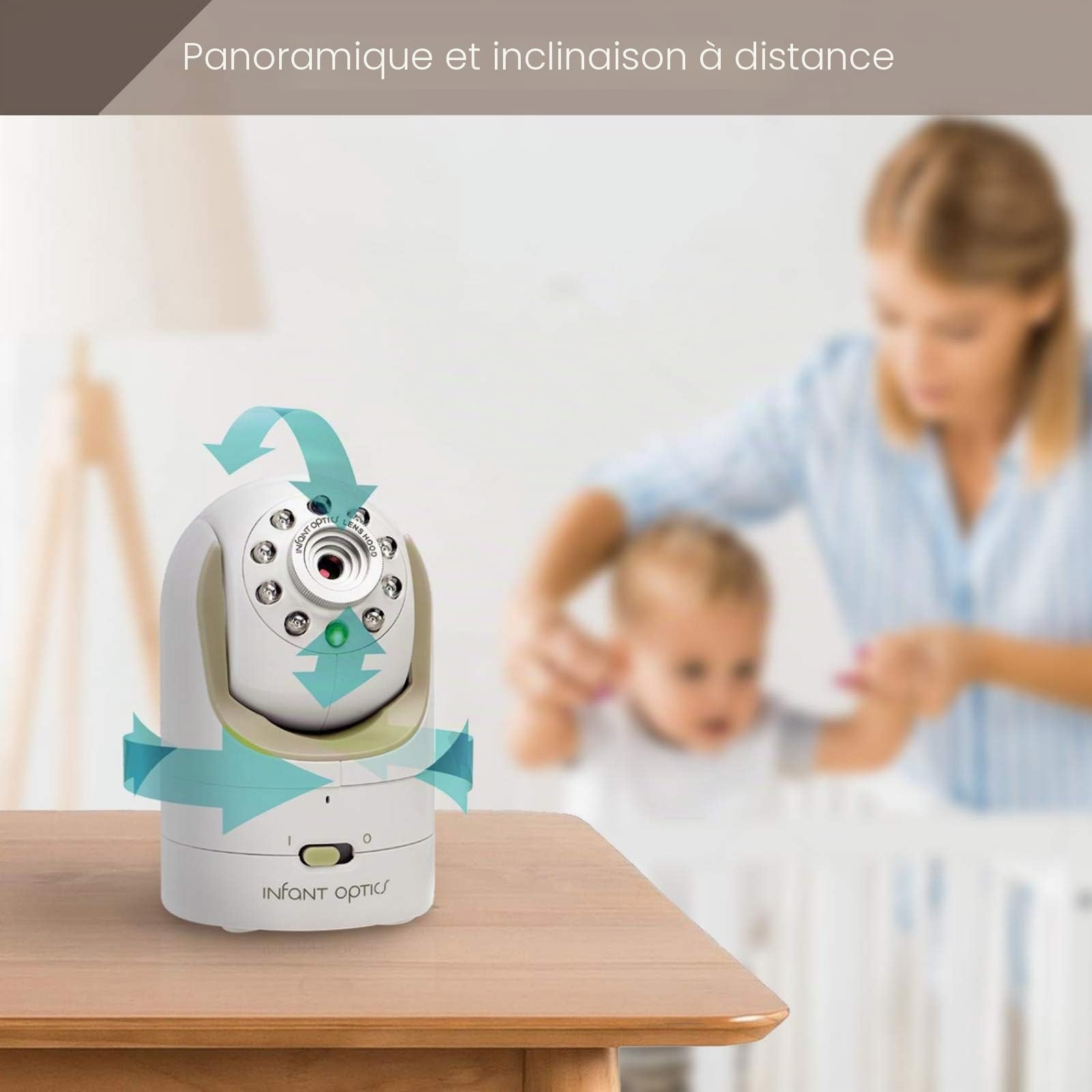 Moniteur vidéo pour bébé Infant Optics Dxr-8 avec lentille optique interchangeable, blanc/beige.