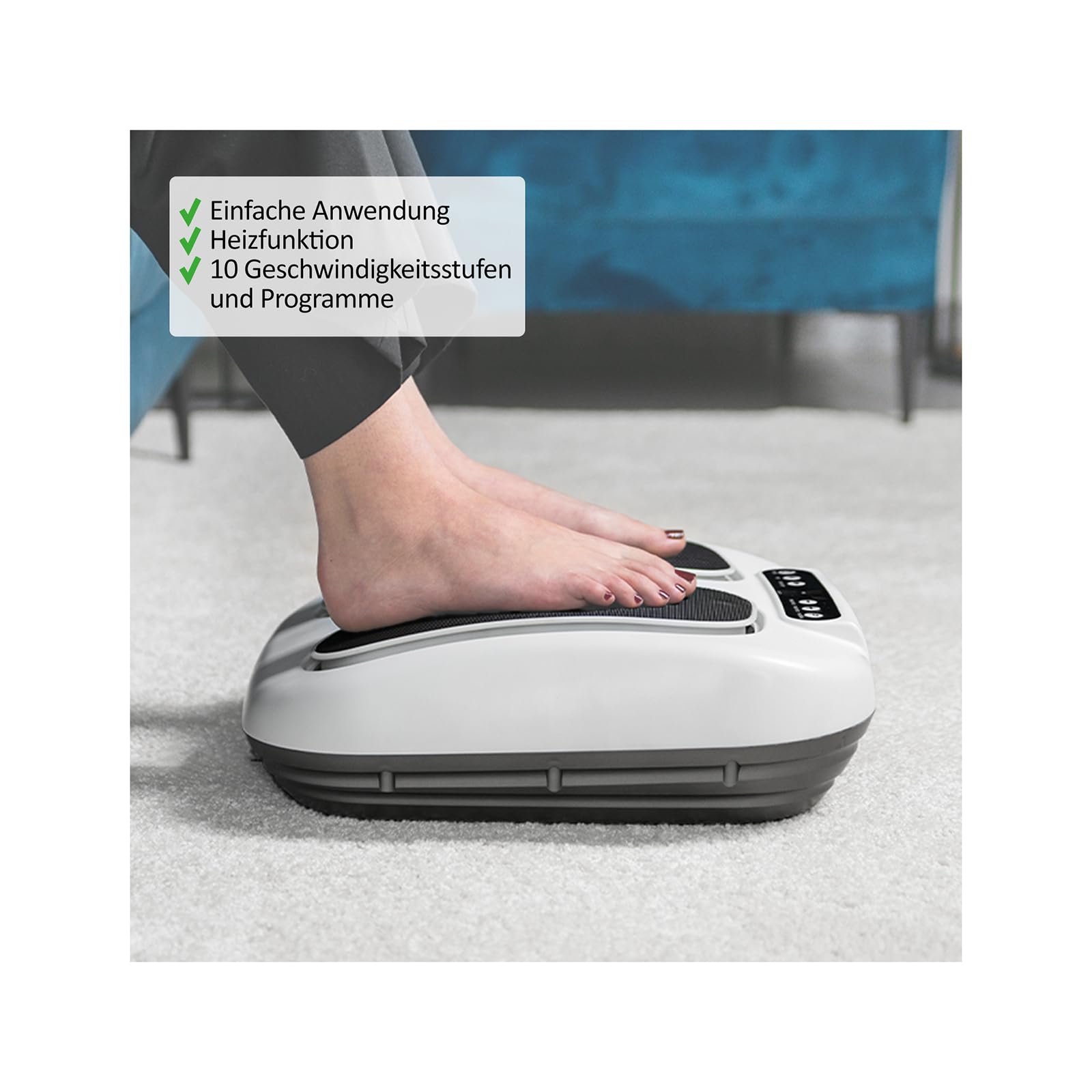Genius Feelvita Acticur Fußmassagegerät,elektrisch mit Wärme Funktion, 10 Geschwindigkeitsstufen, Massage mit Vibration für Beine und Füße, moderne Vibrationsplatte mit Fernbedienung