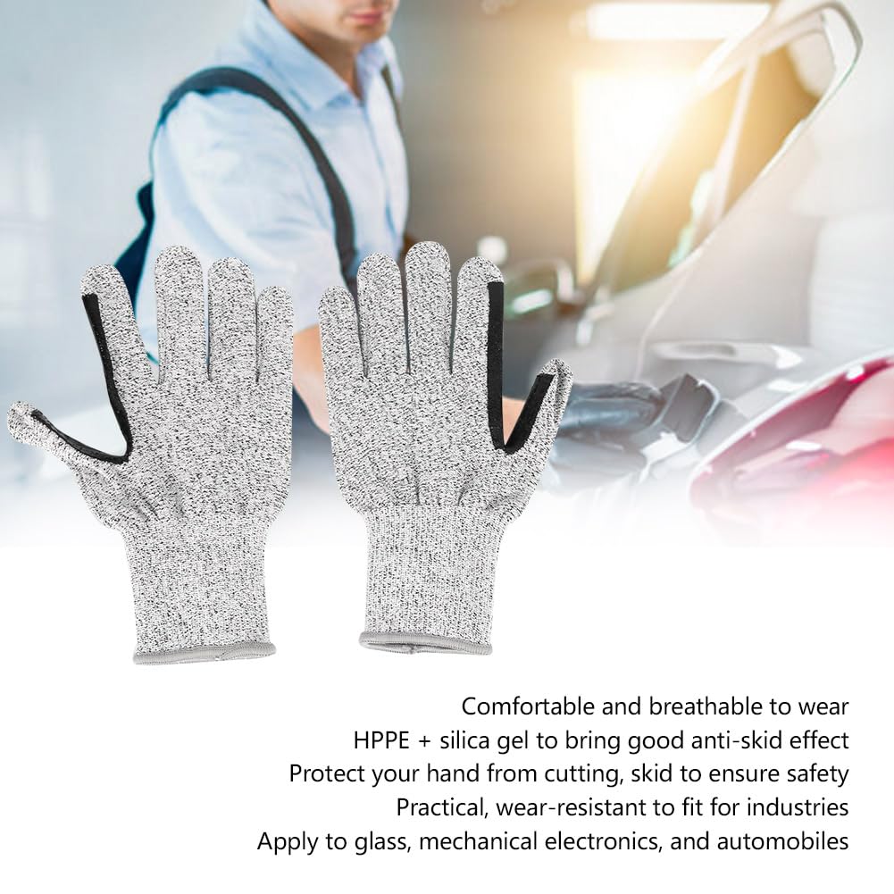 Sunicon Level 5 Cut Resistant Gloves, Cut Proof Work Gloves, HPPE Gel 13 Stitches Firm Grip, Thin Lightweight, Touch Screen Compatible, Breathable for Woodworking, Cutting