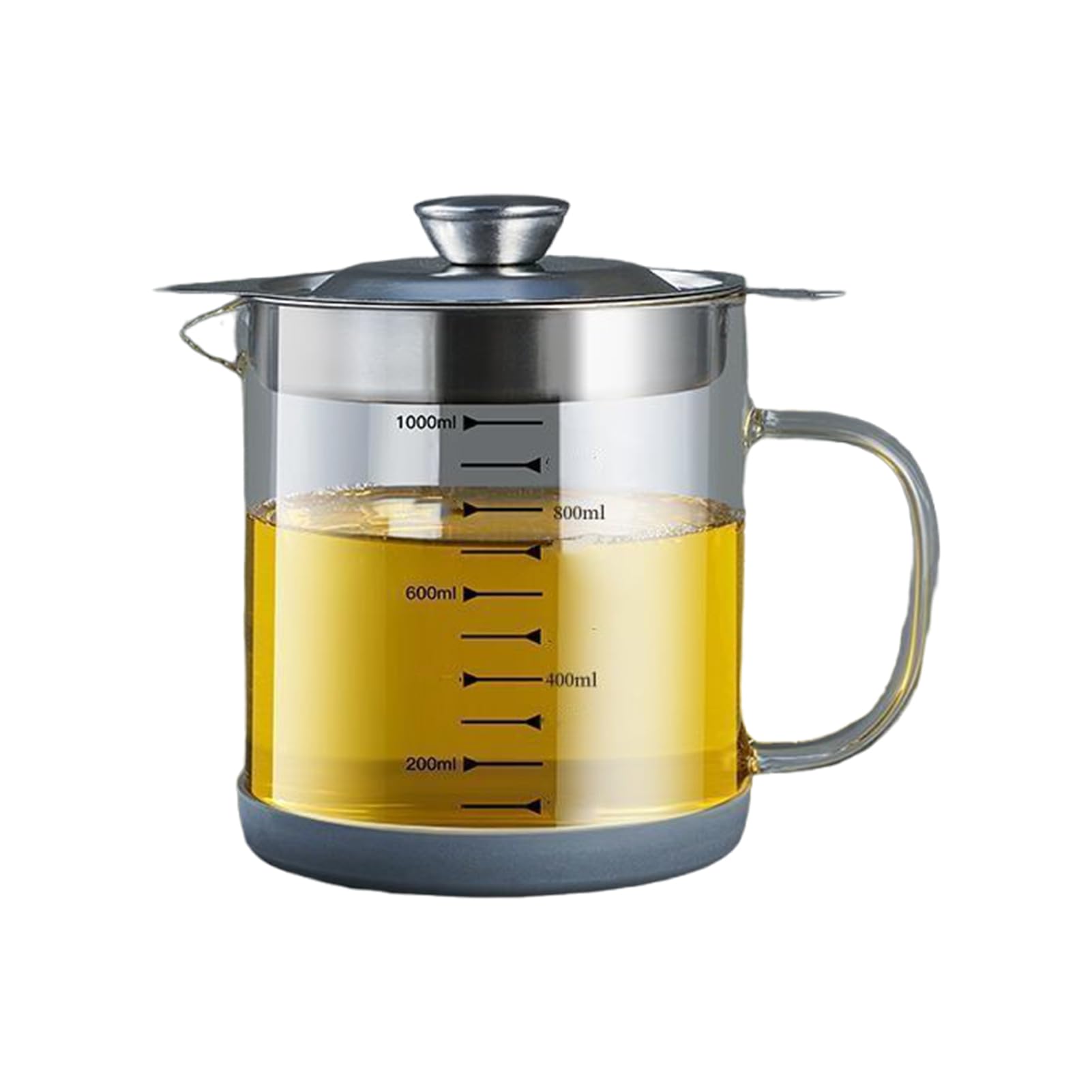 Cydzsra 1000Ml Thickened Glass Oil Container With Stainless Steel Screen Convenient For Kitchen Oil Storage Can With Lid Cans,
