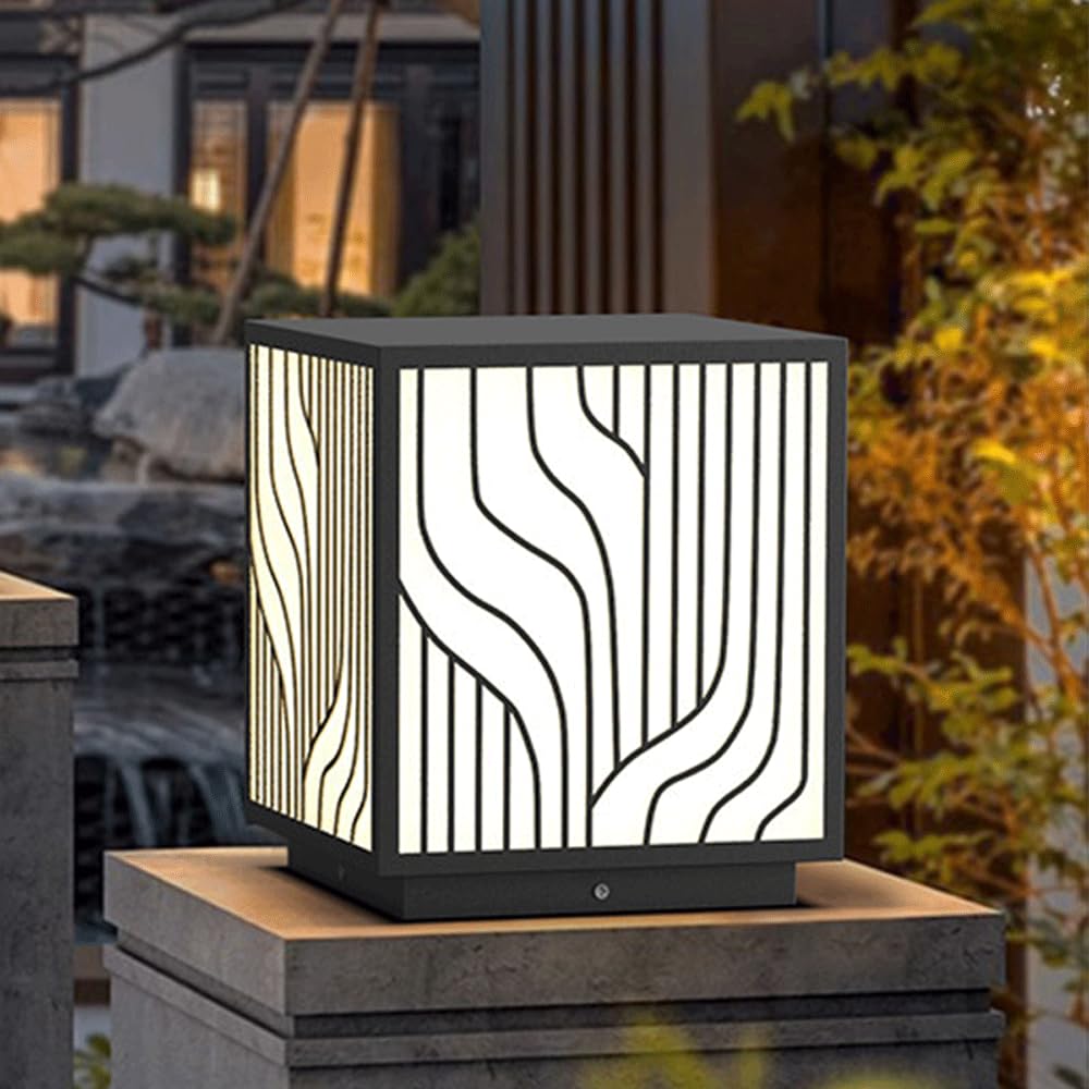 Post Caps Light With White Glass Column Pillar Lamps Modern Outdoor Pedestal Bollard Lighting Waterproof Brick Post Lanterns Waterproof Landscape Path Lamps Hardwired E26 Fence Deck Mailbox Pier Lamp