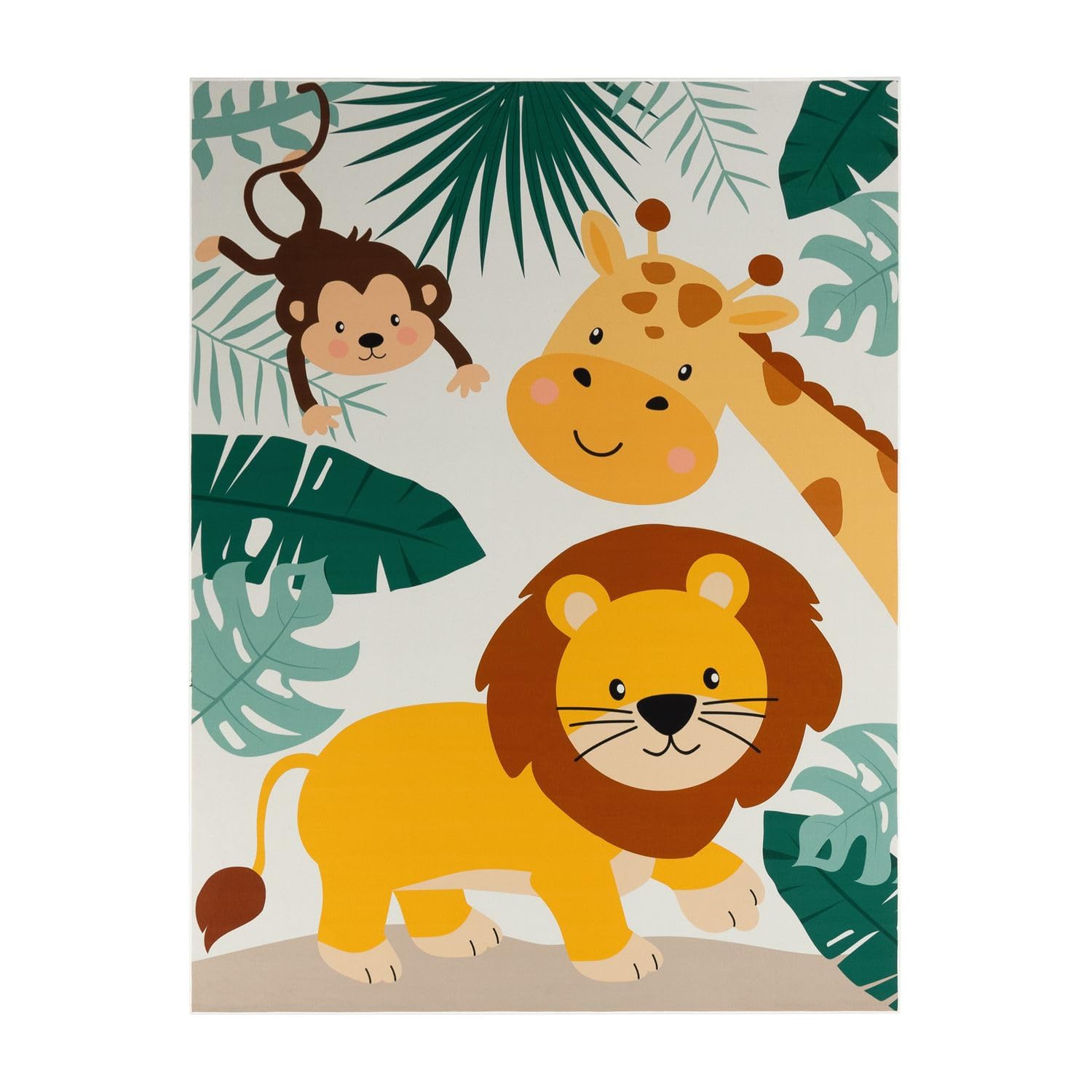 TT Home Tappeto Stanza Bambini Auto Bambini Motivo Con Animale Antiscivolo, Colore:Verde Beige Blu, Dimensione:100x200 cm