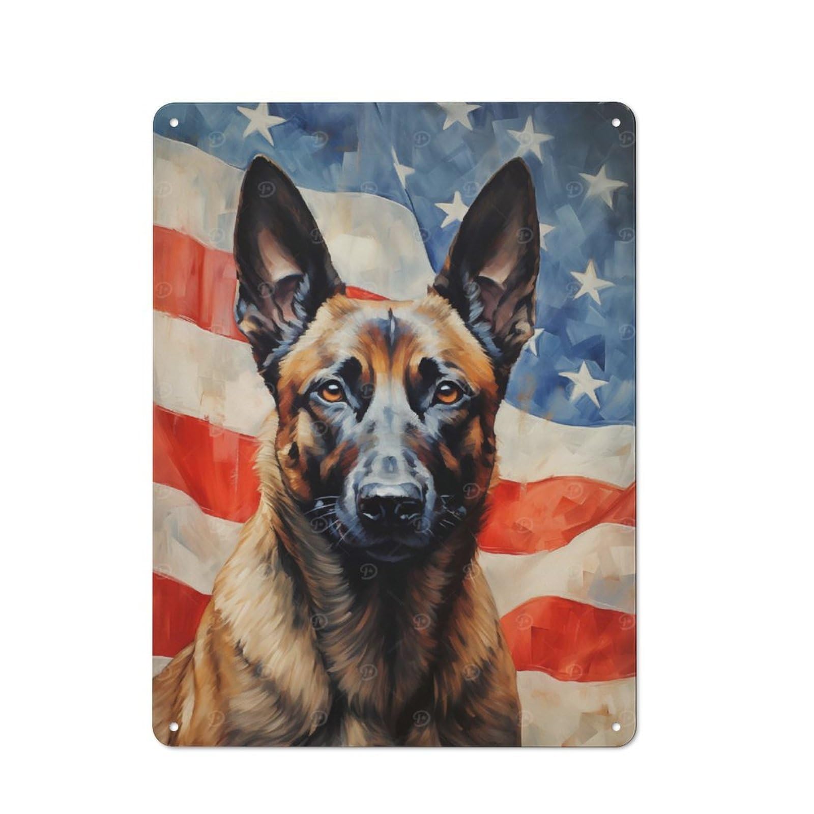 Junmoney Style-8 Belgian Malinois Old Style Metal Wall Decor 40X30cm, Decorative Tin Plaque For Cafe, Pub, Workshop Or Home Bar