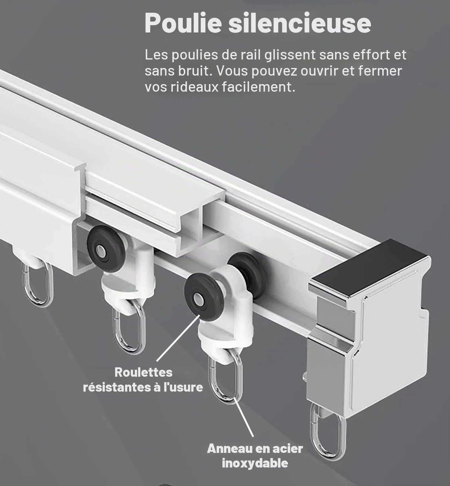 Tringle Rideau Système de Rail de Rideau en Aluminium pour Montage au Plafond Ou au Mur, Rails de Rail de Rideau Flexibles et Pliables pour Charges Lourdes, Tringle à Rideau Droite Courbée(Ceiling Mou