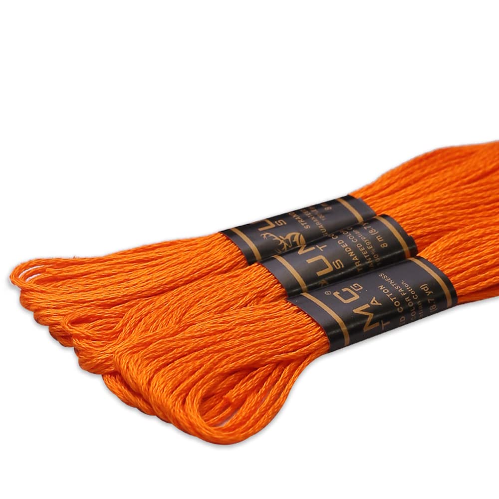 UMC STAGUMC STAG Pack of 3 Premium Embroidery Thread | 100% Egyptian Cotton Premium Skeins | Cross Stitch Embroidery Floss | Oeko TEX Certified Stranded Cotton (Orange Spice 925)