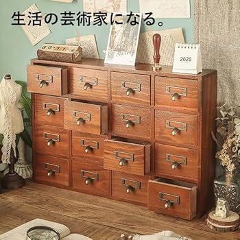 レトロ木製収納家具 引き出し付き 天然木 ミニ チェスト 幅60cm 引出し 4段 アンティーク レトロ