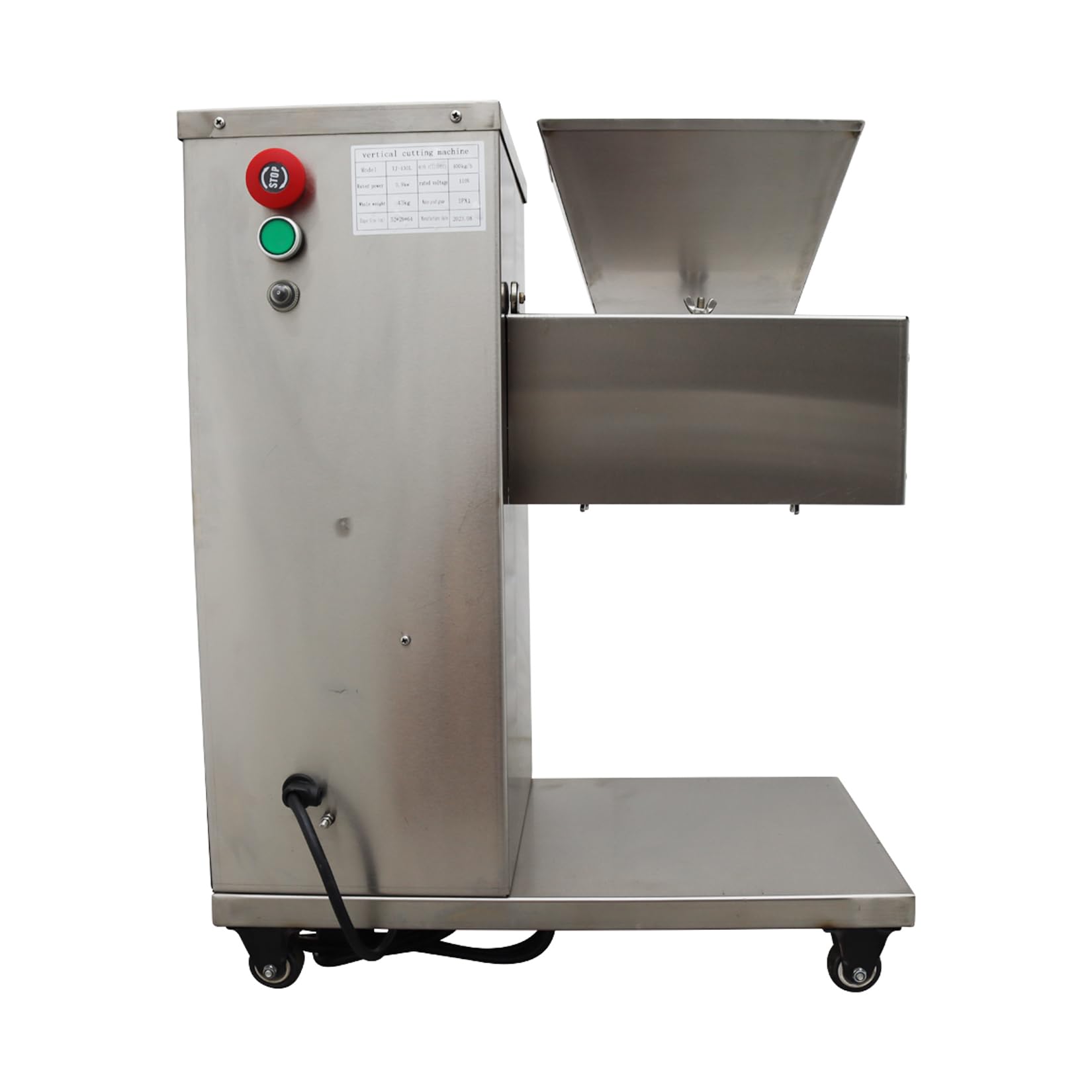 EQCOTWEA Electric Meat Cutter Machine 12mm Commercial Meat SlicerStainless Steel Blade Shredded Machine for Beef,Chicken,Pork and Fish 400KG/H 110V 750W TJ130L Series