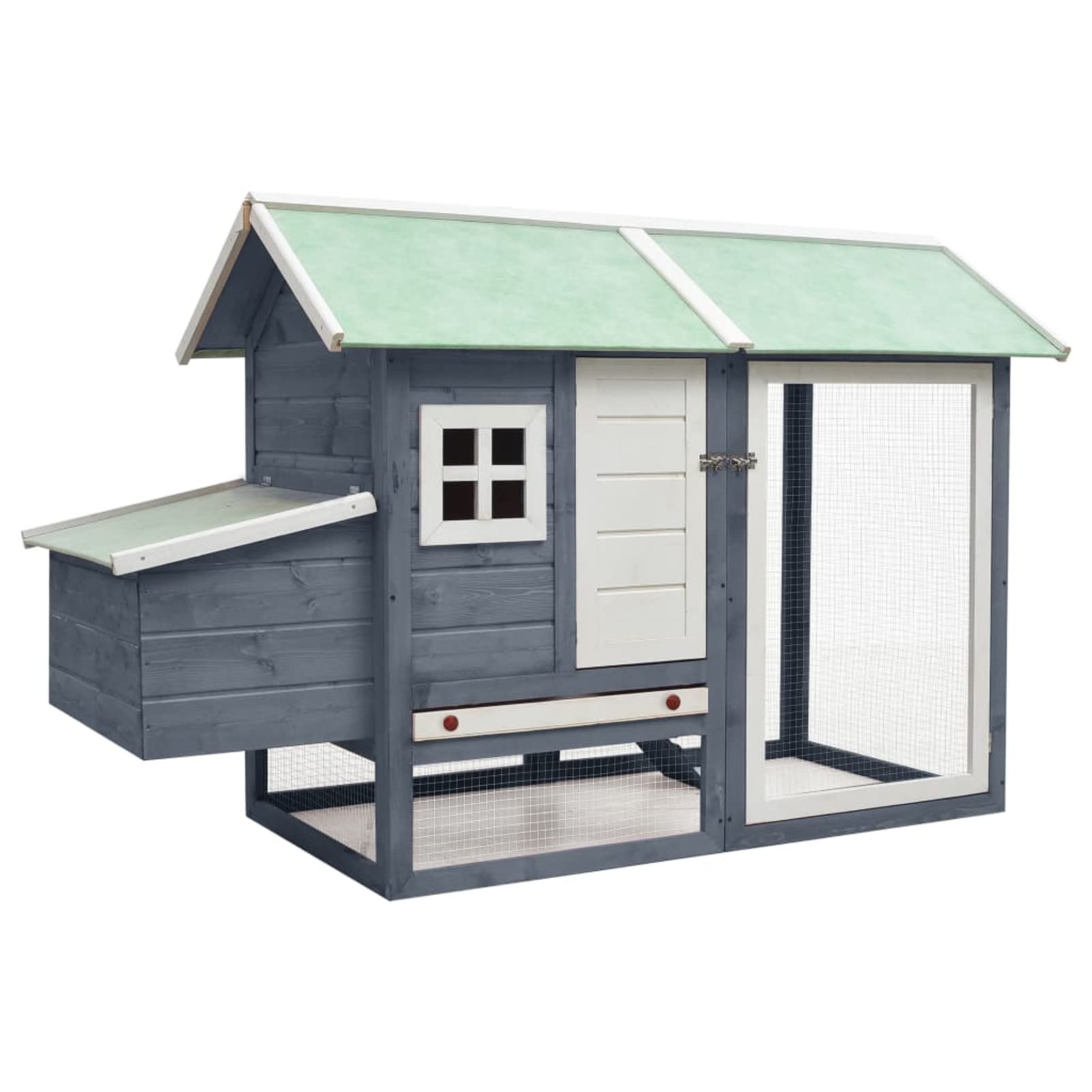 Homgoday Jaula de pollo gris de 170 x 81 x 110 cm, madera maciza de pino y abeto, gallinero y corral, jaula para gallinas, patos, conejos, perros, jaula de aves de corral