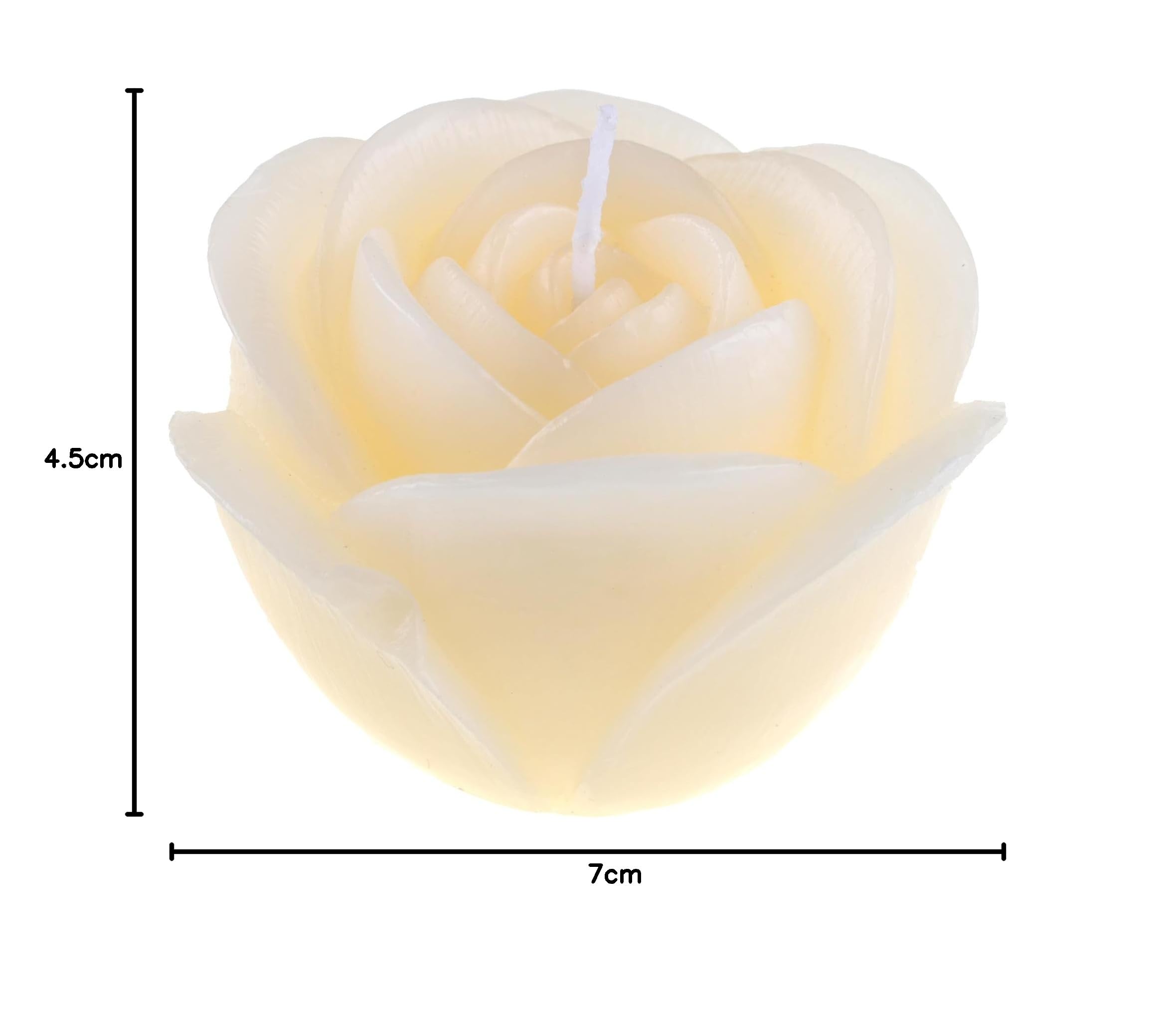 Kerze in Rosenform, Ø7cm x 4,5cm. Rosenkerze, Geschenk, Muttertag, Valentinstag Creme-Elfenbein