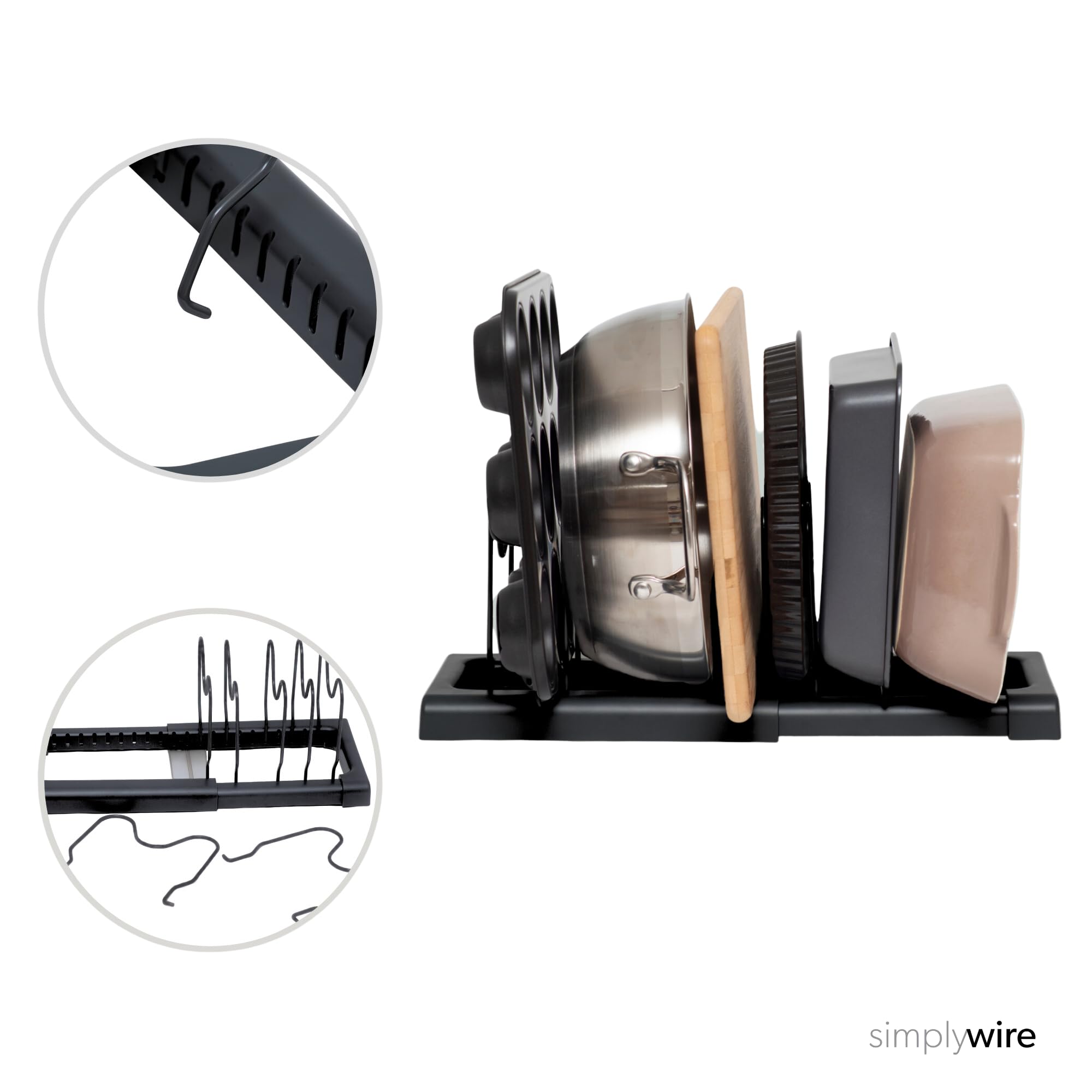 Support Simplywire Pour Plaques Cuisson Et Planches - Organisateur De Placard Extensible - Noir - Gain De Place