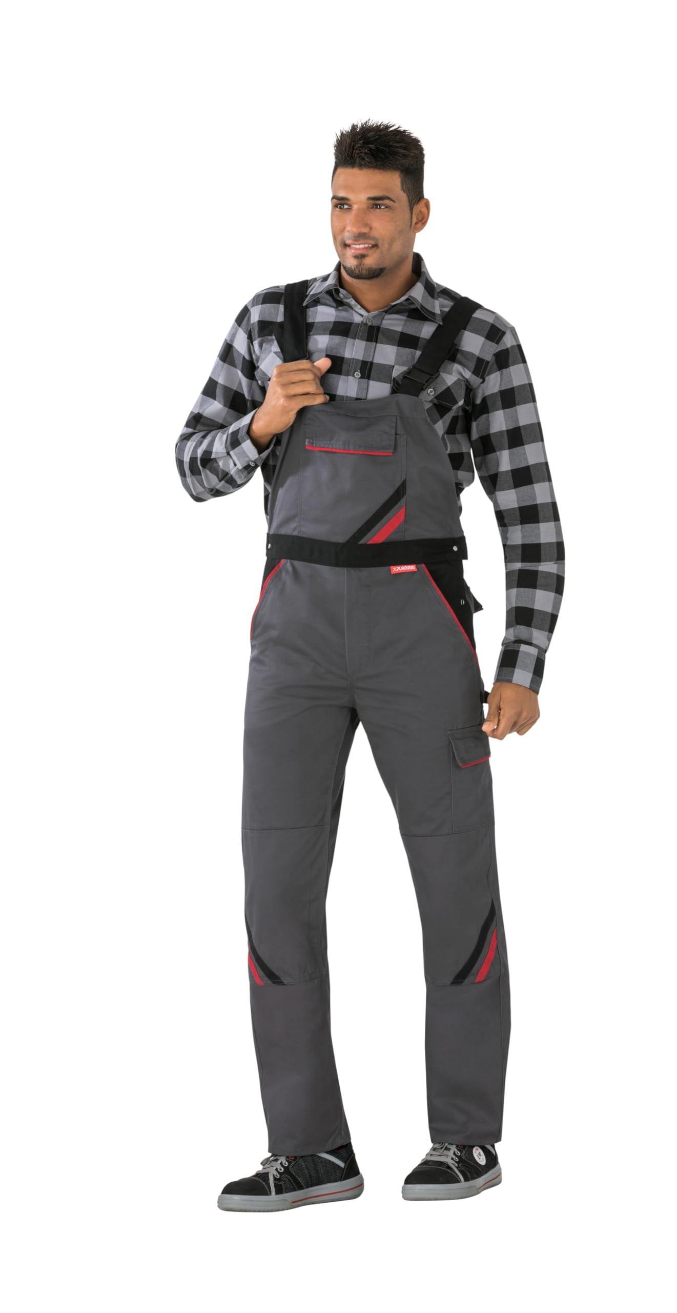 Planam Latzhose Highline Mg Peto «Highline», talla 56 en pizarra/negro/rojo Unisex adulto