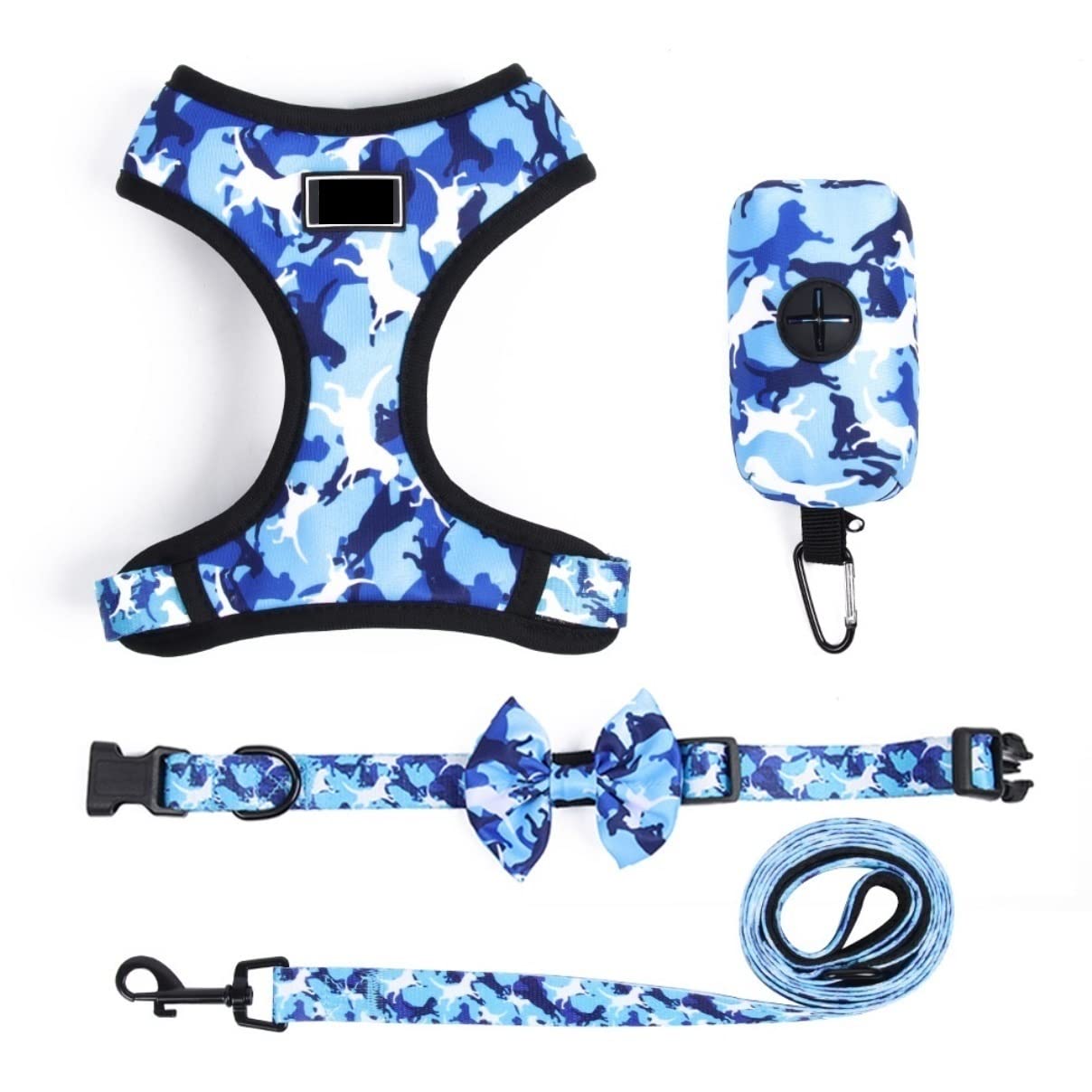 Harnais gilet pour chien anti-traction qui s'ajuste parfaitement au poitrail bleu
