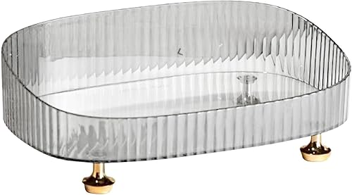 Miniatura 8 de Estuche de exhibición de cosméticos, organizador de perfume de maquillaje con cajones, bandeja de encimera de tocador de baño de diseño ovalado,