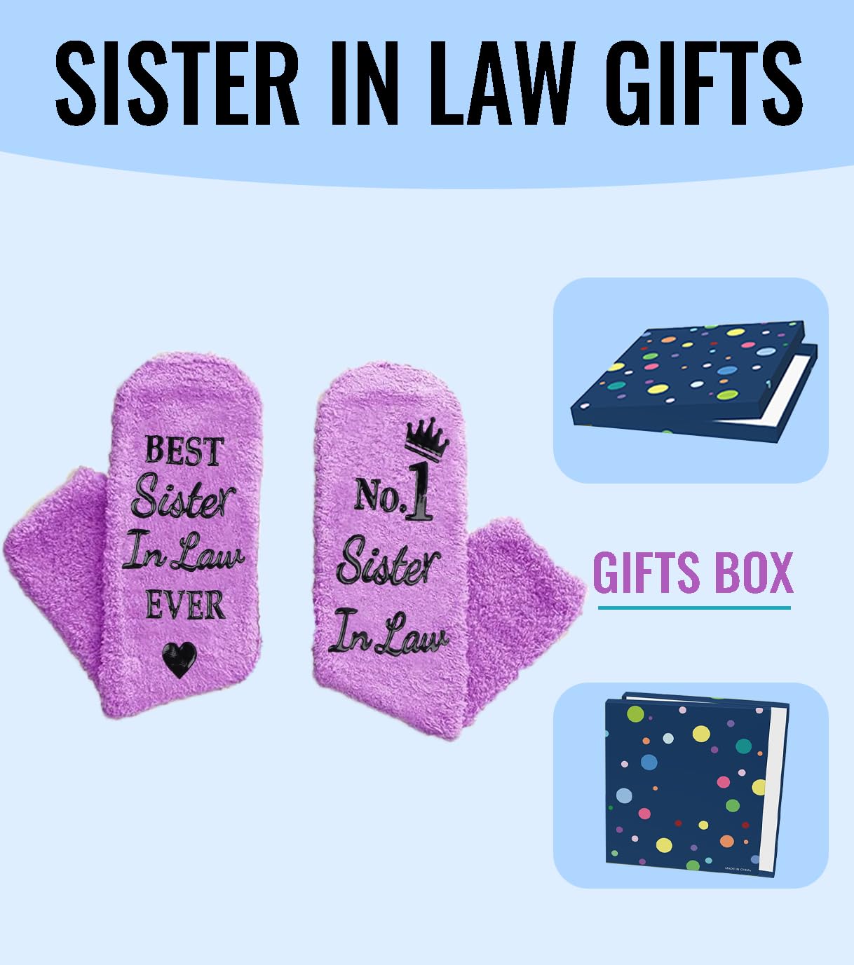 Sister in Law Gifts, Sister in Law Socks for Women, Christmas Gifts