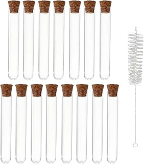 Test Tubes, 15Pcs 5ml Plastic Tube, Propagation Tubes, Test Tubes with Lids, Plastic Test Tubes, Test Tube, Test Tubes for Plants, Plastic Tubes with Caps, Clear Plastic Test Tubes with Cork Stoppers