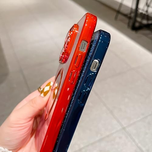 Miniatura 5 de Funda compatible con iPhone 13 Pro Max de 6.7 pulgadas con Magsafe, funda magnética de corazón chapado con purpurina para mujeres y niñas,