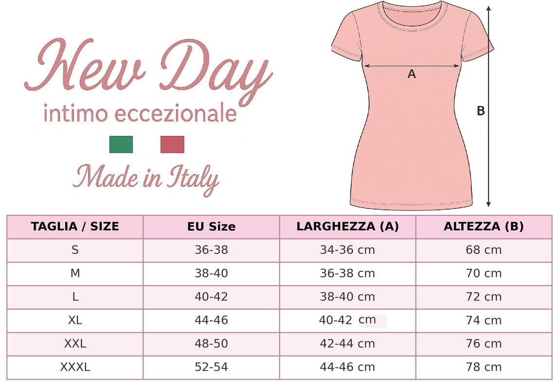 New Day intimo eccezionale – Pack de 3 Camisetas Interiores para Mujer de Manga Corta en 100% algodón Ligero con Encaje de macramé o Ribete Satinado, Made in Italy