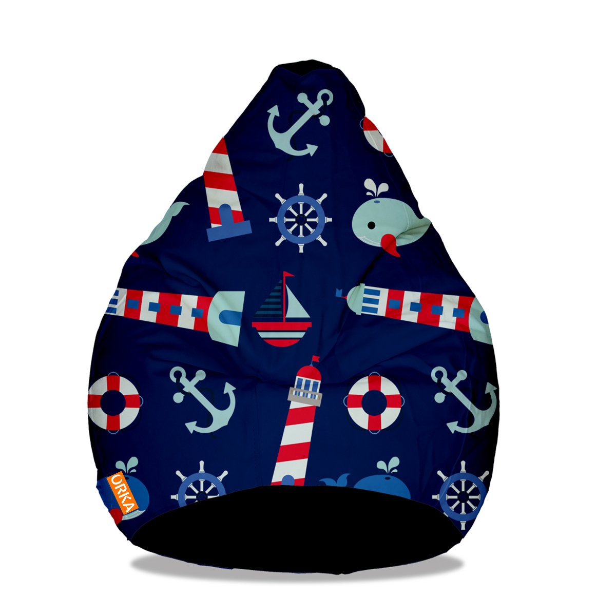 Orka Digital Printed Artificial Leather Sailor Theme XXXL Bean Bag Cover-image-32