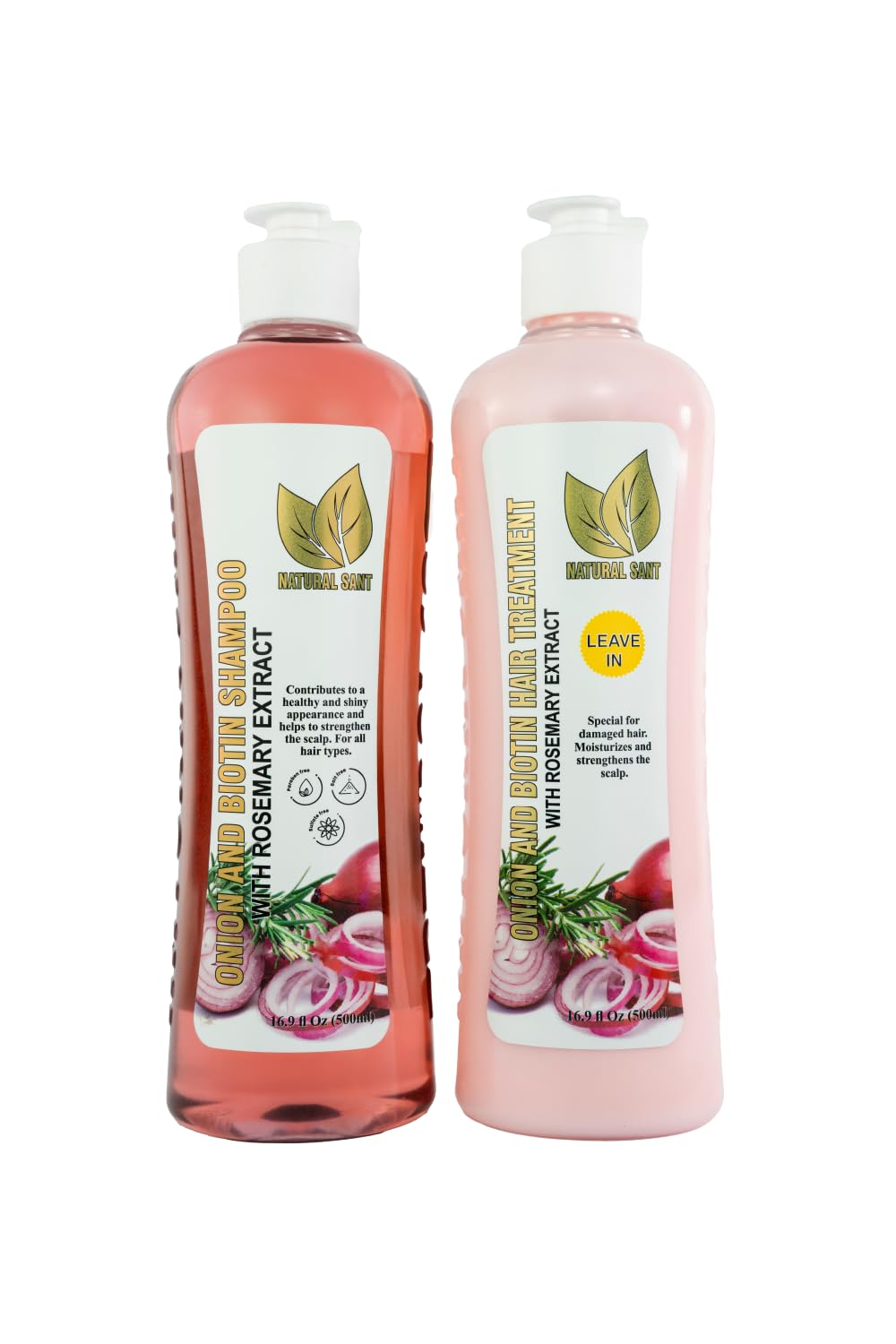 Natural Sant Onion & Rosemary Shampoo & Leave-In Treatment Set wi…