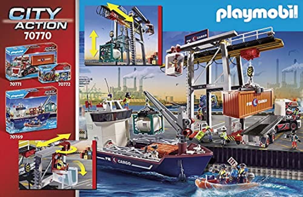 PLAYMOBIL City Action 70770 Grúa con contenedores, Motor para dirigir, A Partir de 4 años