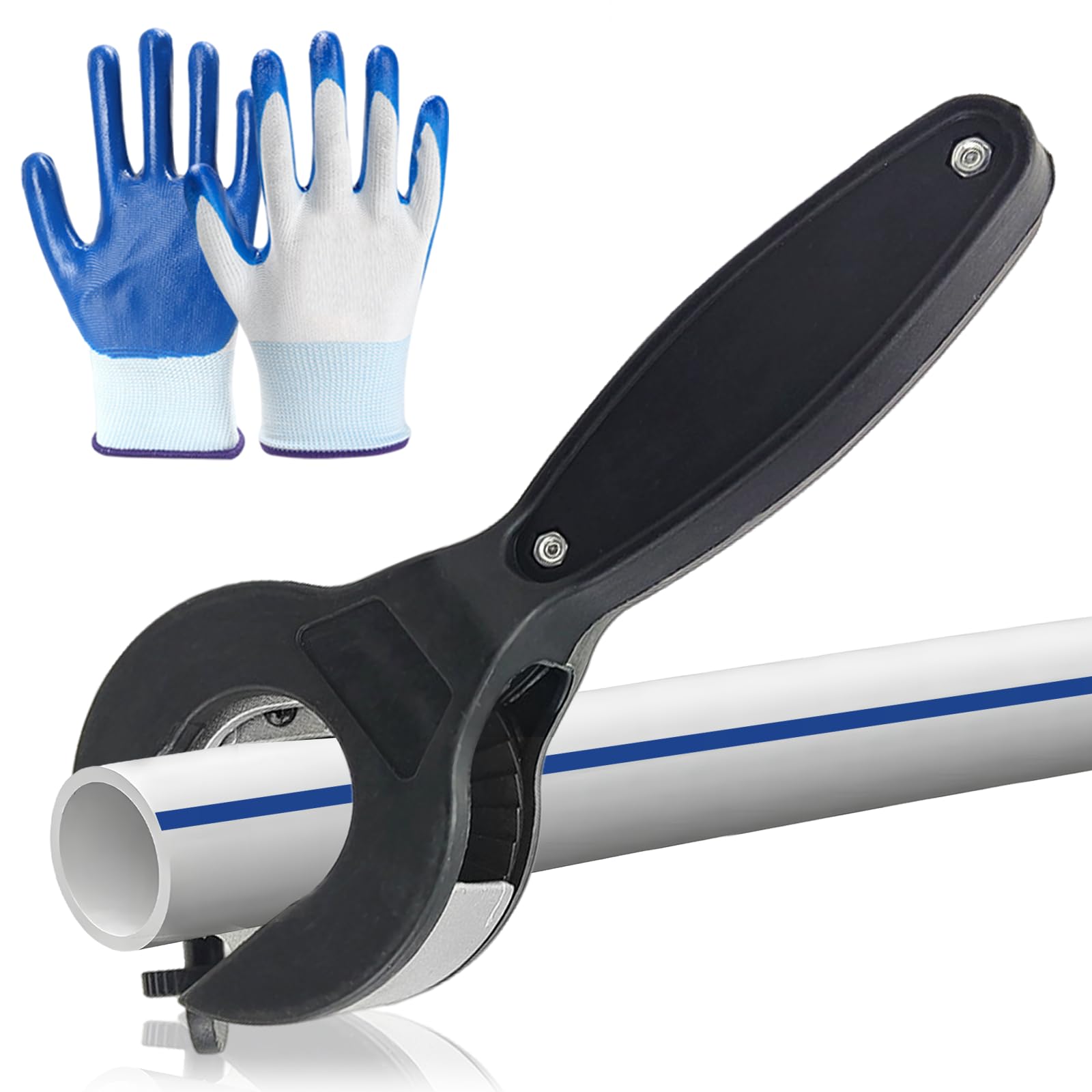 Si Sen Black Copper Pipe Cutter, Plastic Pipe Cutters, Ratcheting Tubing Cutter, For Cutting Copper, Pvc And Soft Metal Pipe From 8~29Mm Diameter (Black)