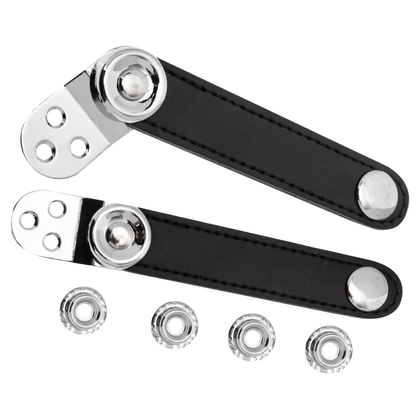 1 Set Universal Bellows Straps Accordion Bellows Straps Clasp Cowhide Accordion Straps with Buckles Double- layer, Black