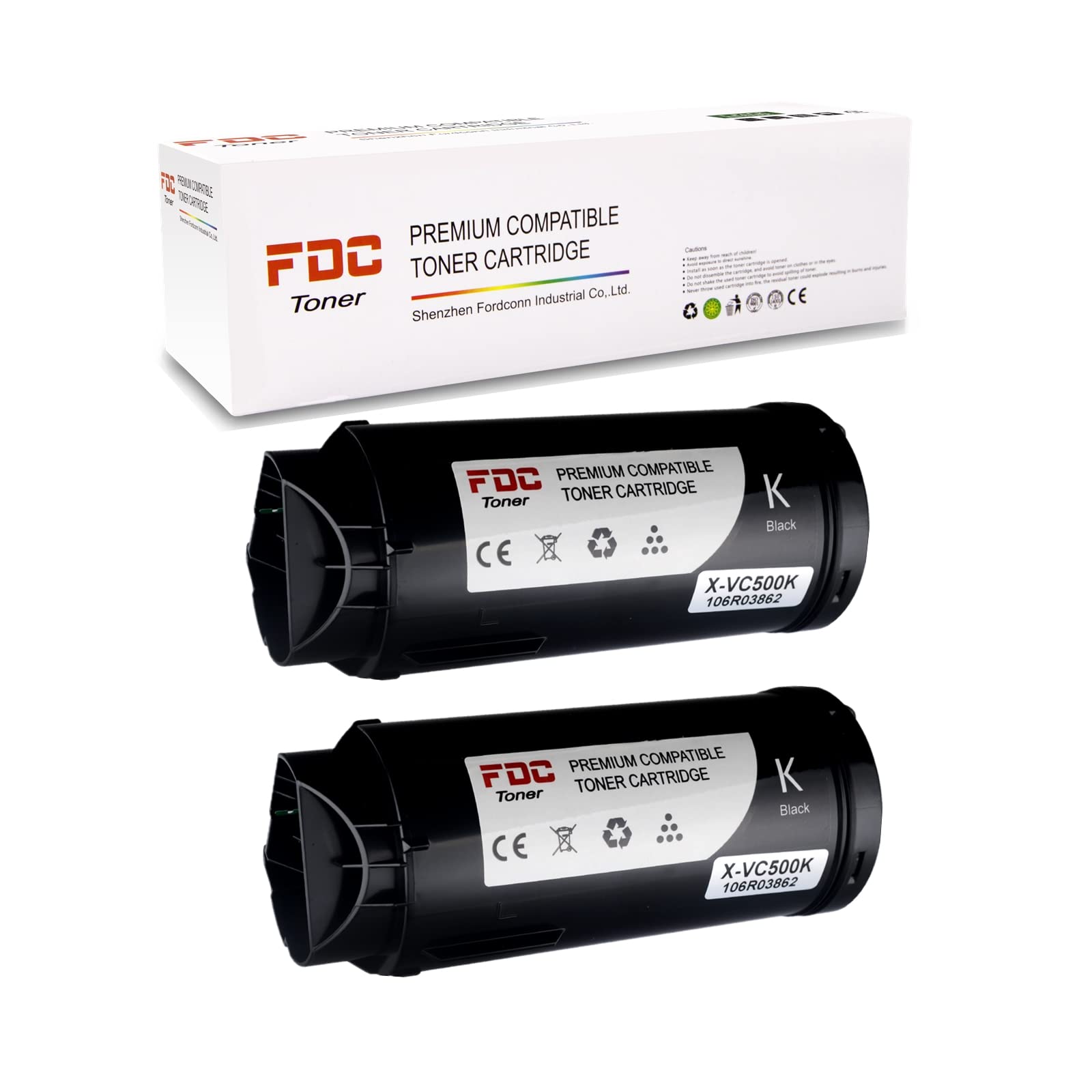 FDC Compatible 106R03862 Toner Cartridges Replacement for Xerox VersaLink C505 C505S C505X C500 C500N C500DN Printers (Black,2 Pack)