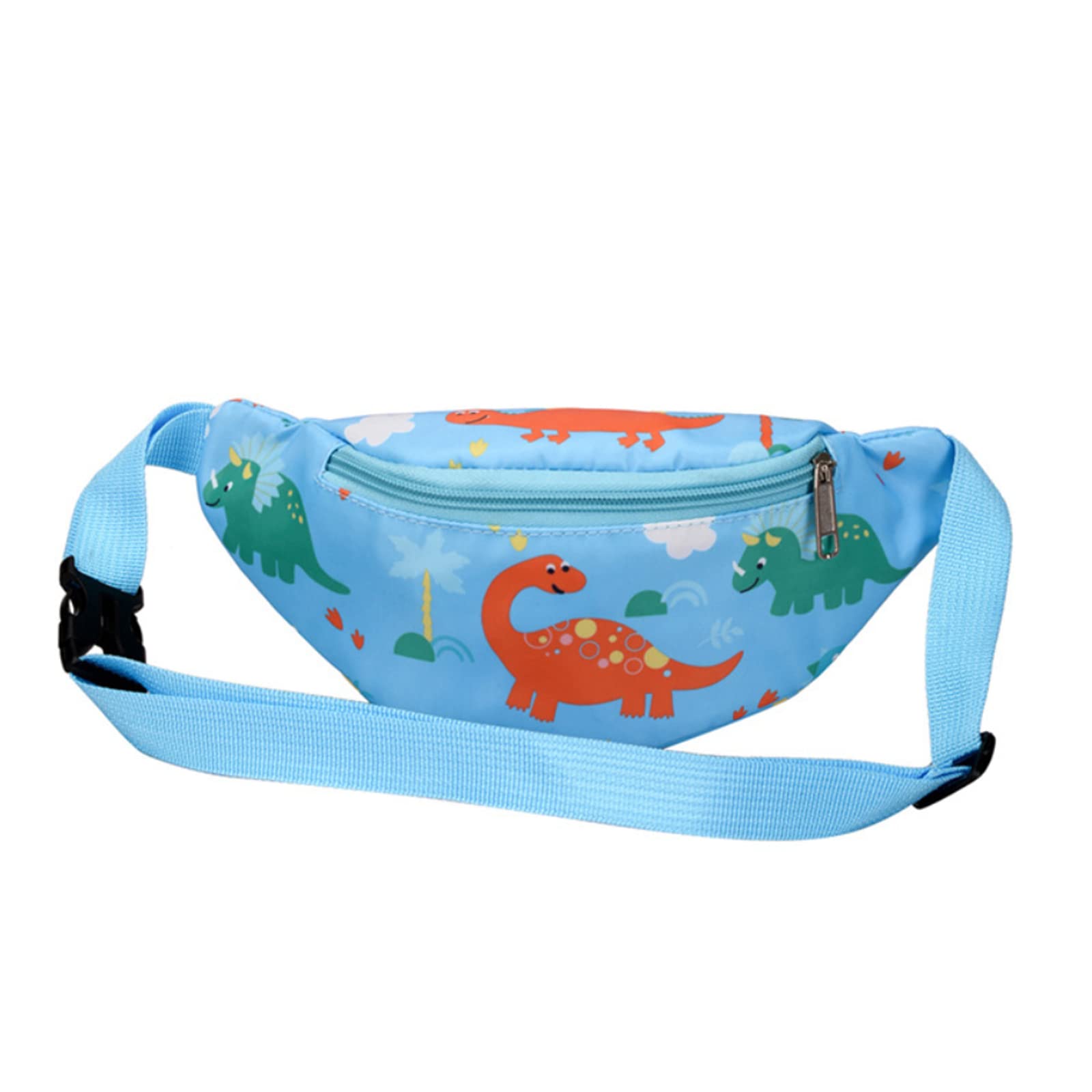 Cute Dinosaur Kids Fanny Pack Waist Pack Small Belt Bum Bag Crossbody Purse Waist Pouch for Toddler Girls Boys Light blue