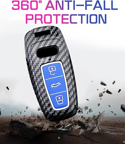 Miniatura 5 de ontto Funda inteligente para llavero con textura de carbono para Audi A6L A6 A7 A8 Q7 Q8 E-Tron Accesorios 2018 en adelante
