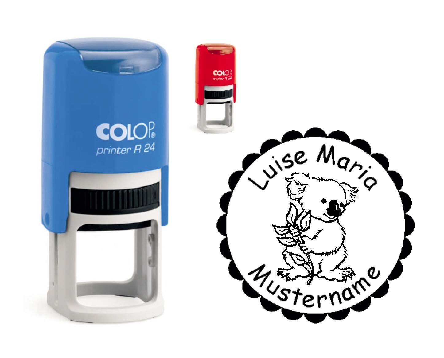 Dekolando Red/Blue Koala Children's Stamp With Motif And Personal Name For Children