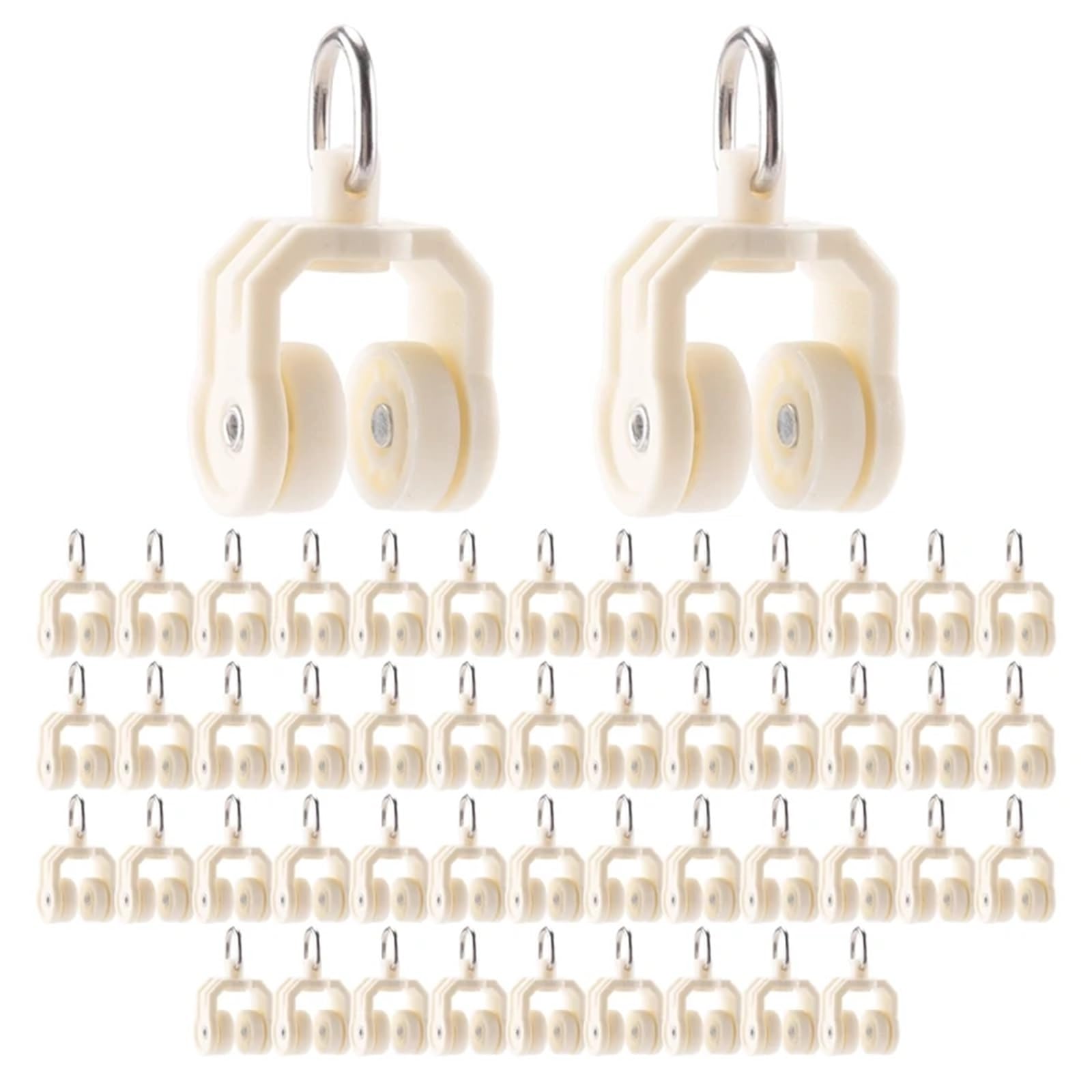 Curtain Rail Track Pulley, Ceiling Curtain Drapery Rail Track Rollers Pulley Plastic 50 Pack for Shower