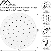Vista 2 de Numola Forros de papel pergamino para freidora de aire, 100 piezas de papel desechables para hornear, papel de freidora de aire seguro de 8