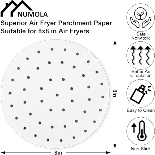 Miniatura 2 de Numola Forros de papel pergamino para freidora de aire, 100 piezas de papel desechables para hornear, papel de freidora de aire seguro de 8