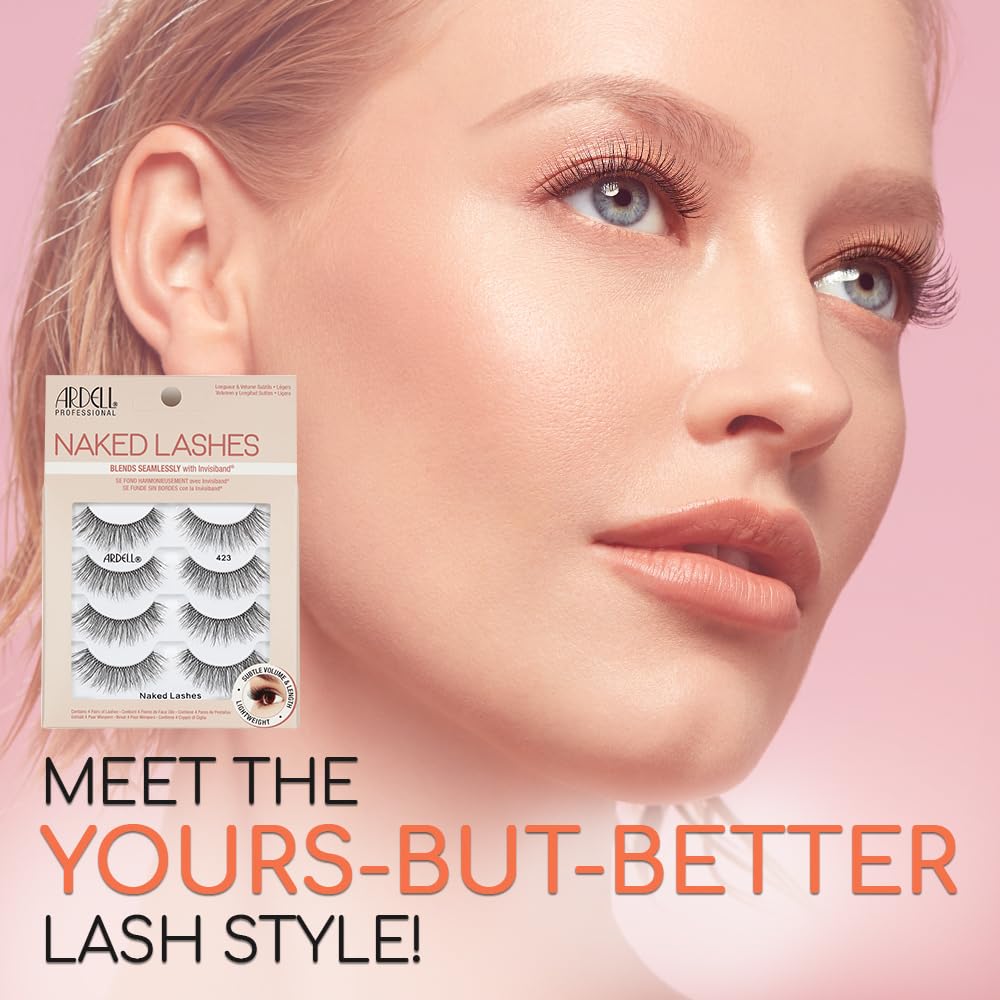 Ardell Strip Lashes Naked Lashes #423, 4 works x 1-Pack, Black, 4 pair (Pack of 1) - Image 2