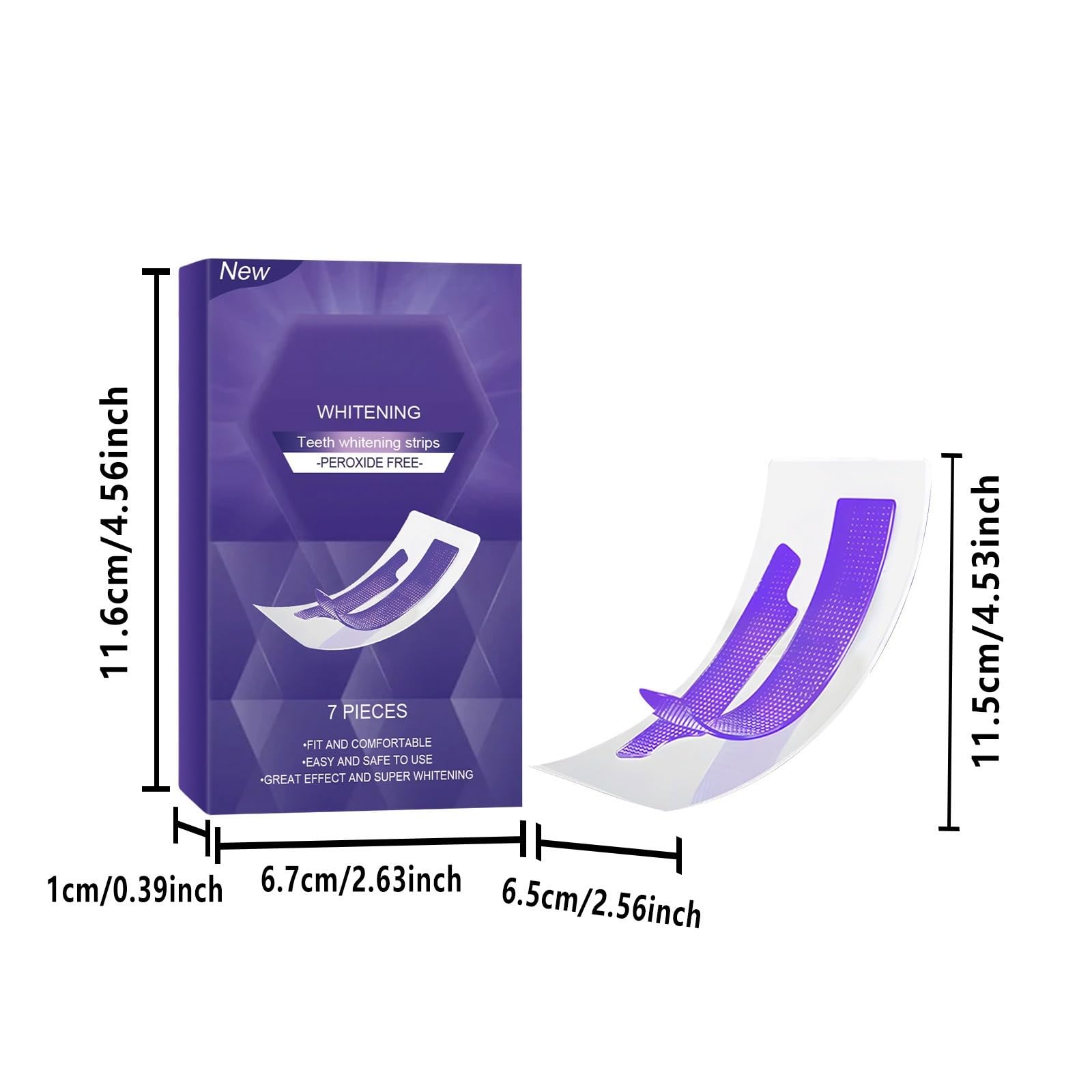 Strisce sbiancanti per denti viola, senza perossido, Whitening Teeth Strips,morbide e sicure, migliorano la luminosità, neutralizzano il giallo, strisce di sbiancamento per un sorriso più chiaro