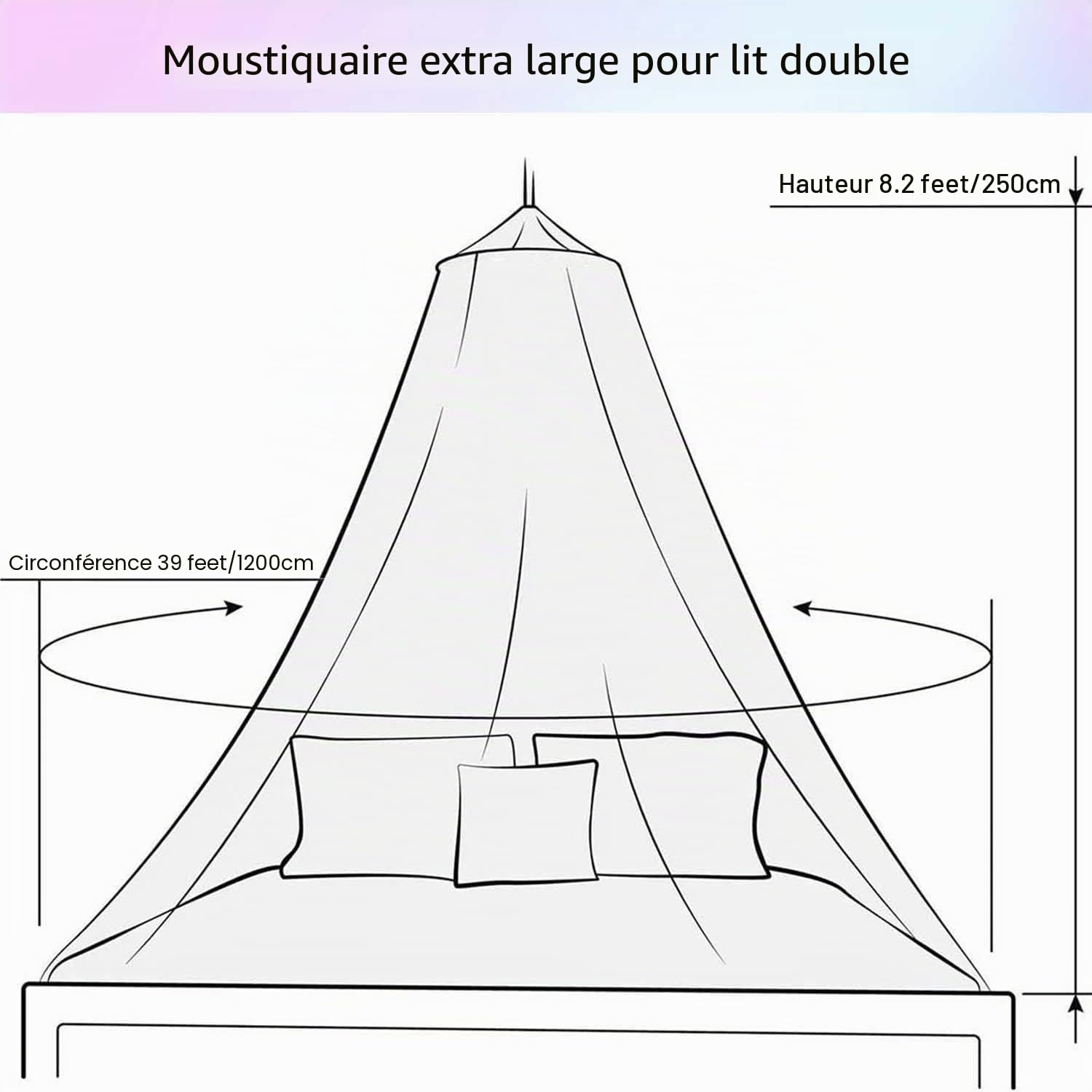Moustiquaire pour lit,Ciel de lit pour Lits Simples et Doubles, Chambre de Fille, Installation Facile pour Les Voyages et la Maison (White)