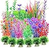 Kingrun 30 Pezzi Piante per acquario, plastica piante acquatiche, piante d’acquario artificiale, decorazione acquario piante di plastica, realistico, sicuro per i pesci